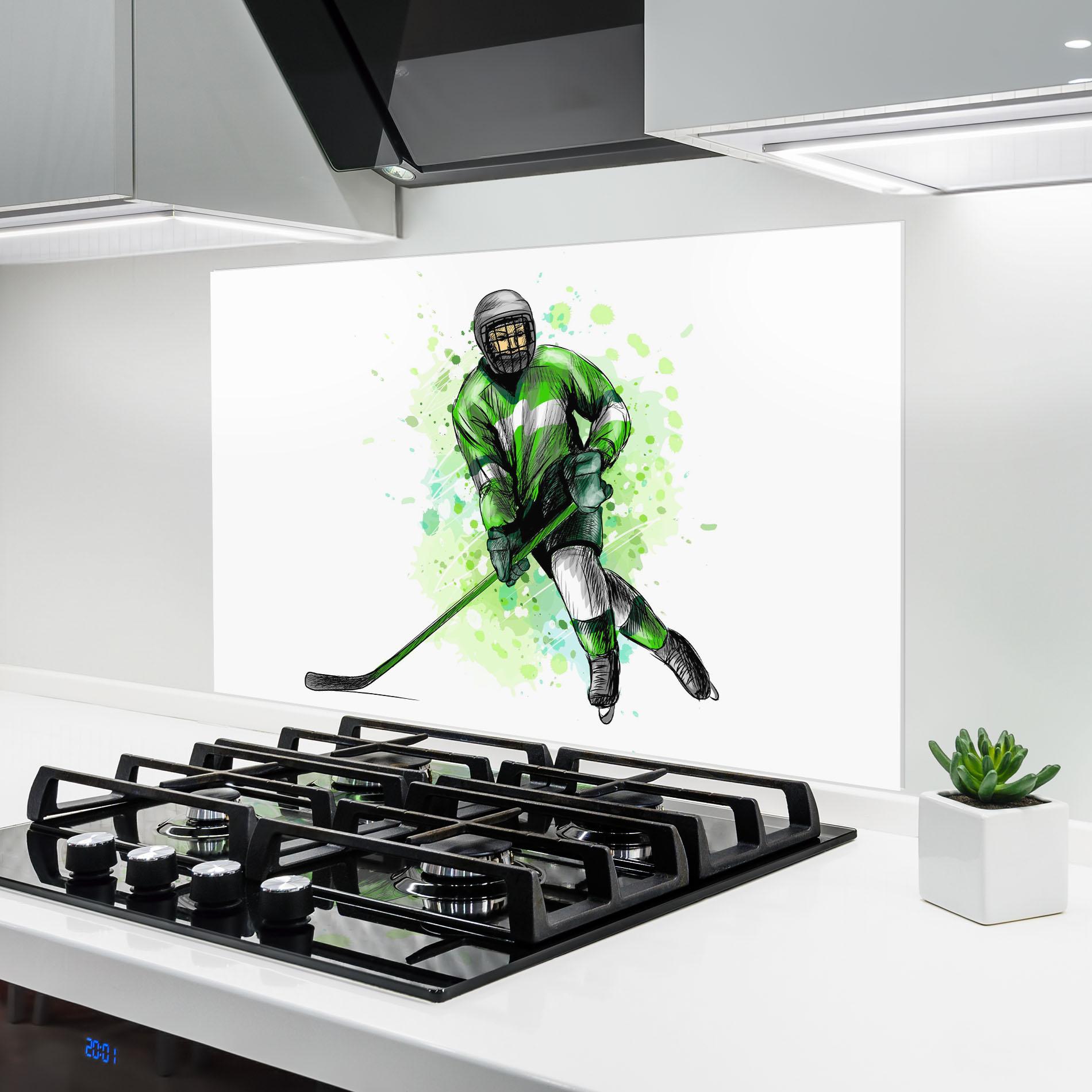 Panou Sticla Bucatarie Green Hockey mockup 6