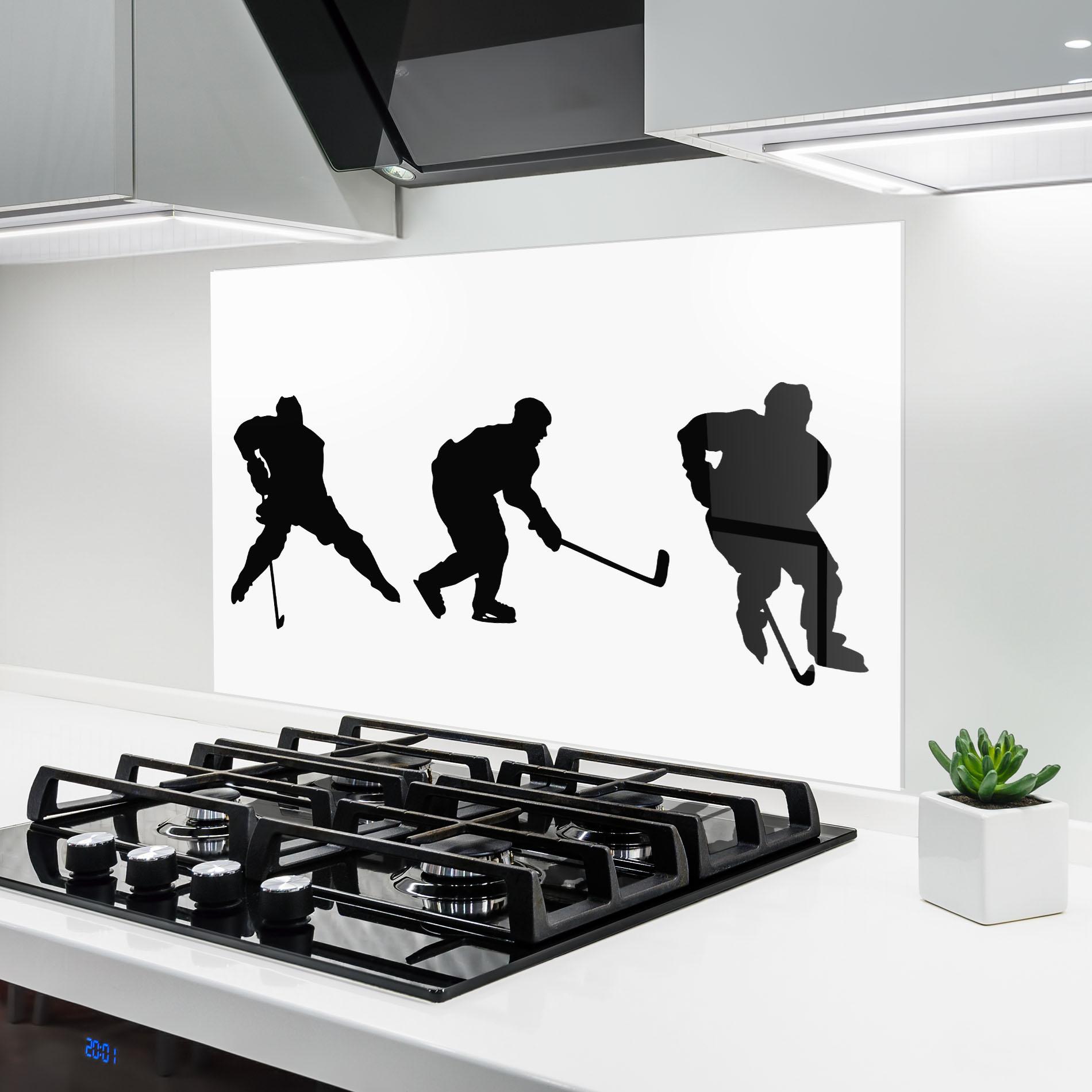 Panou Sticla Bucatarie Hockey Pose mockup 6