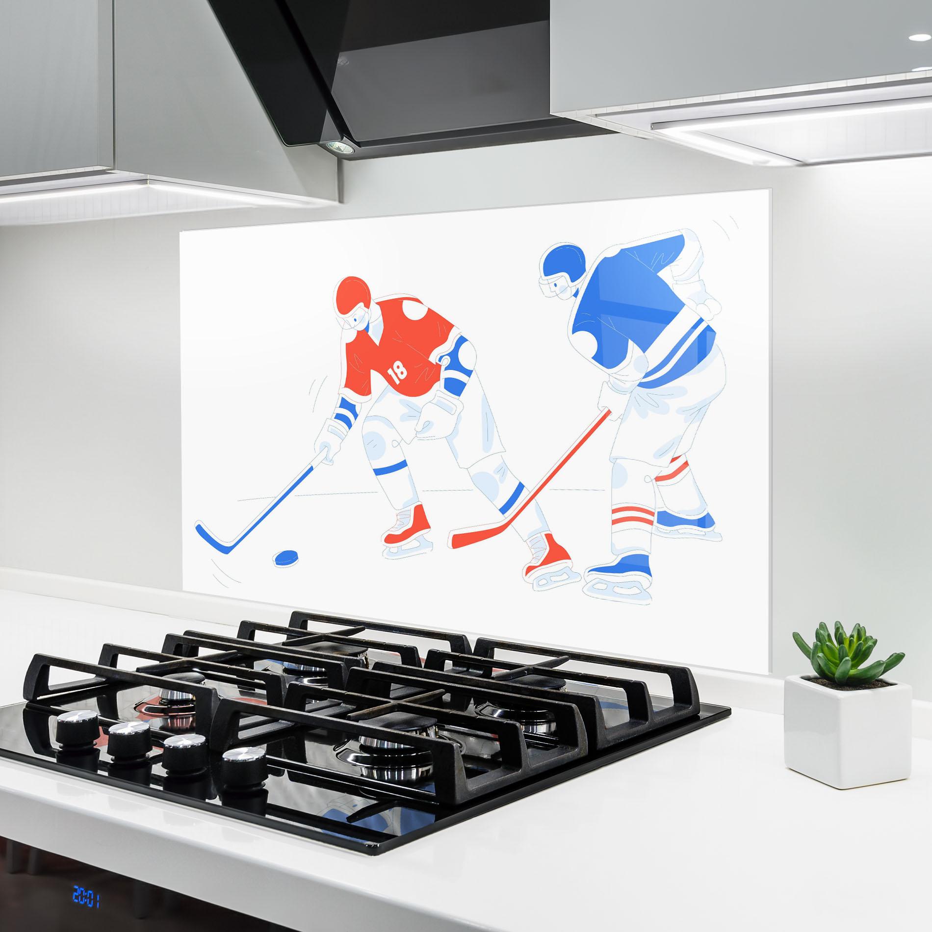 Panou Sticla Bucatarie Orange Blue Hockey mockup 6