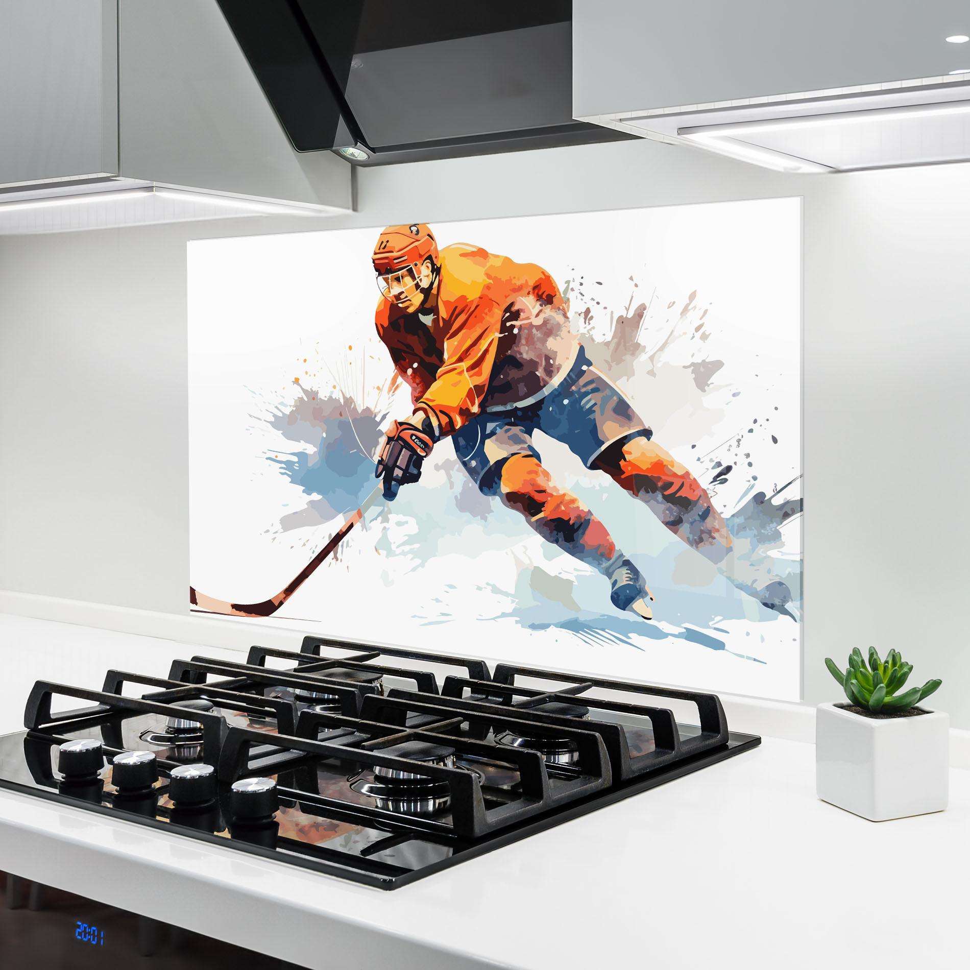 Panou Sticla Bucatarie Orange Hockey mockup 6
