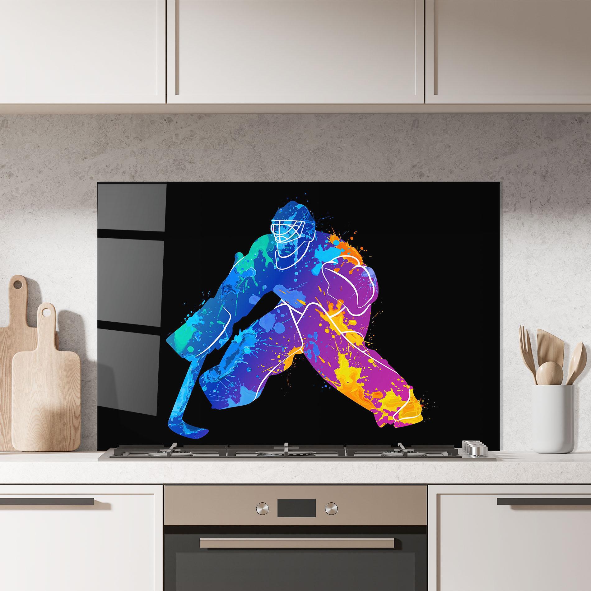 Panou Sticla Bucatarie Blue Purple Hockey mockup 7