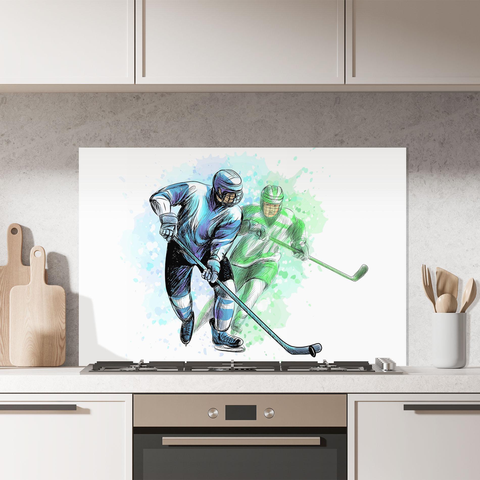 Panou Sticla Bucatarie Green Blue Hockey mockup 7