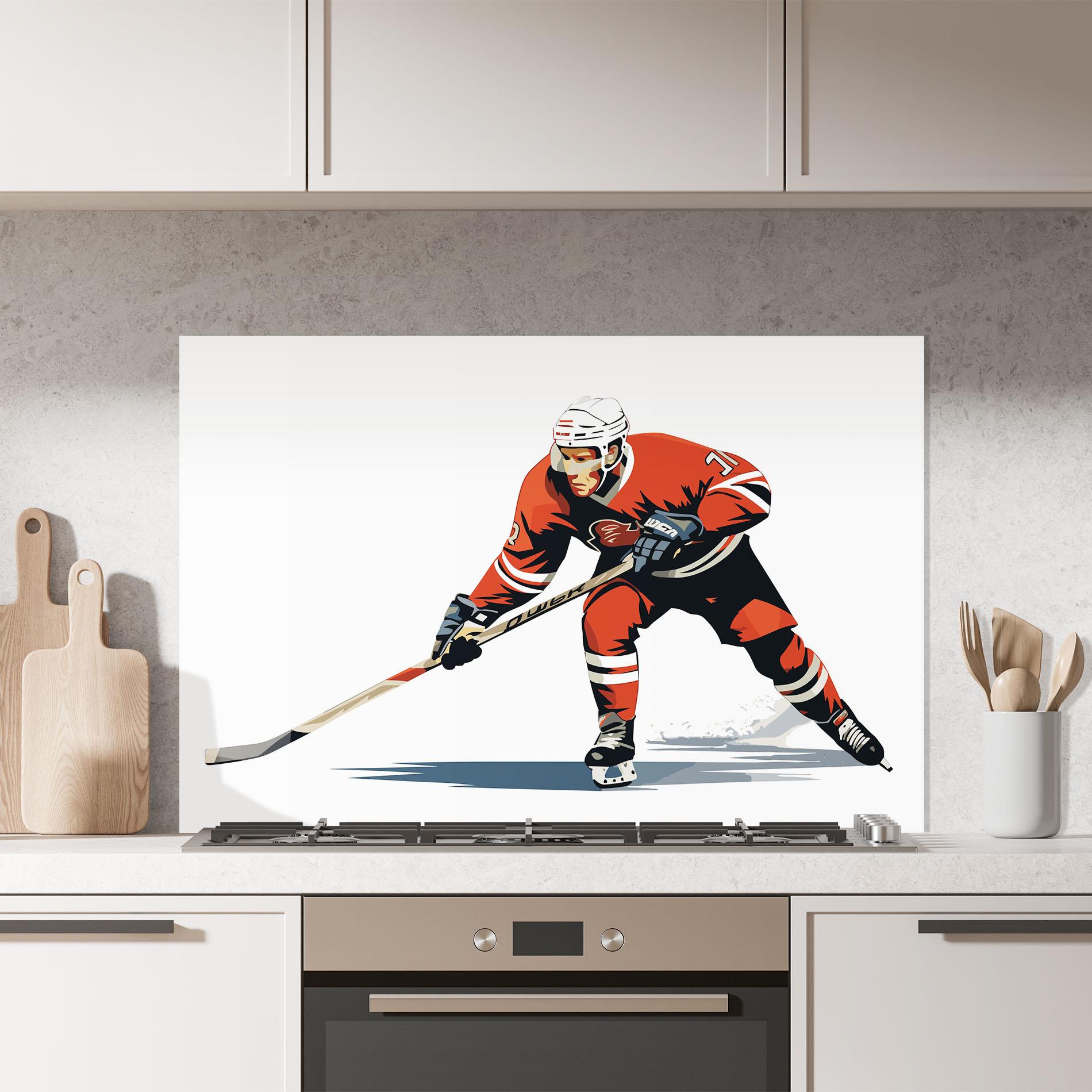 Panou Sticla Bucatarie Hockey Orange Player mockup 7