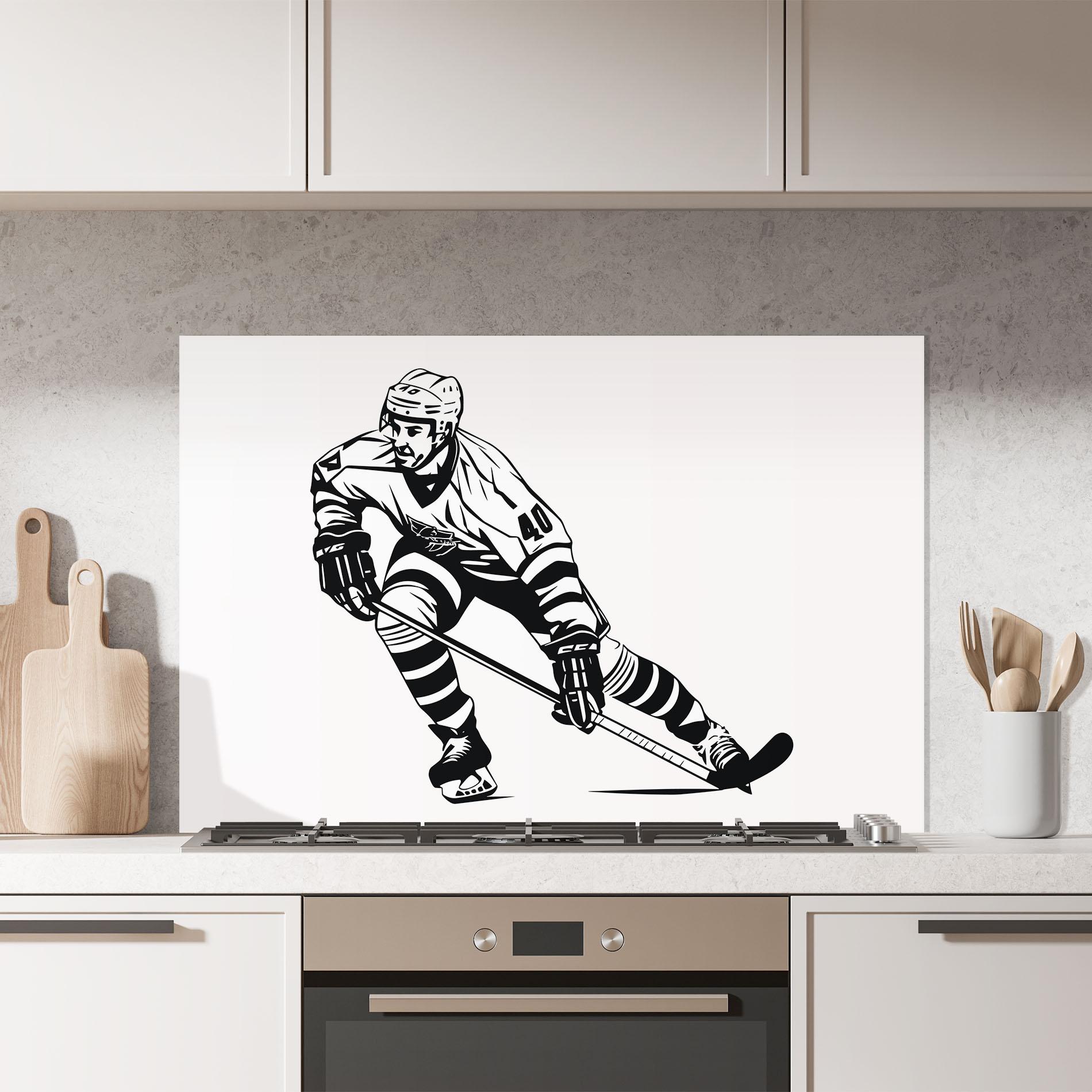 Panou Sticla Bucatarie Hockey Player mockup 7