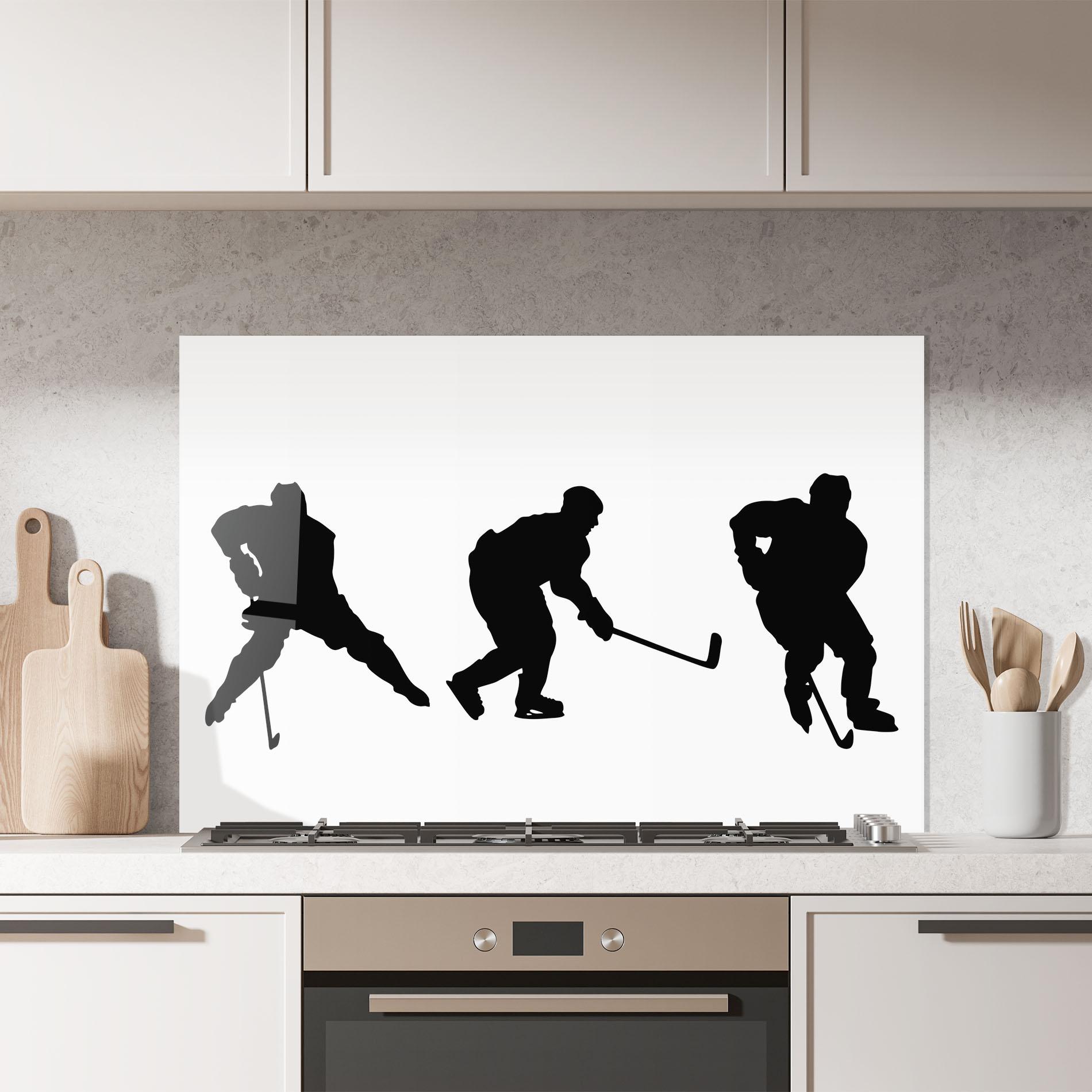 Panou Sticla Bucatarie Hockey Pose mockup 7