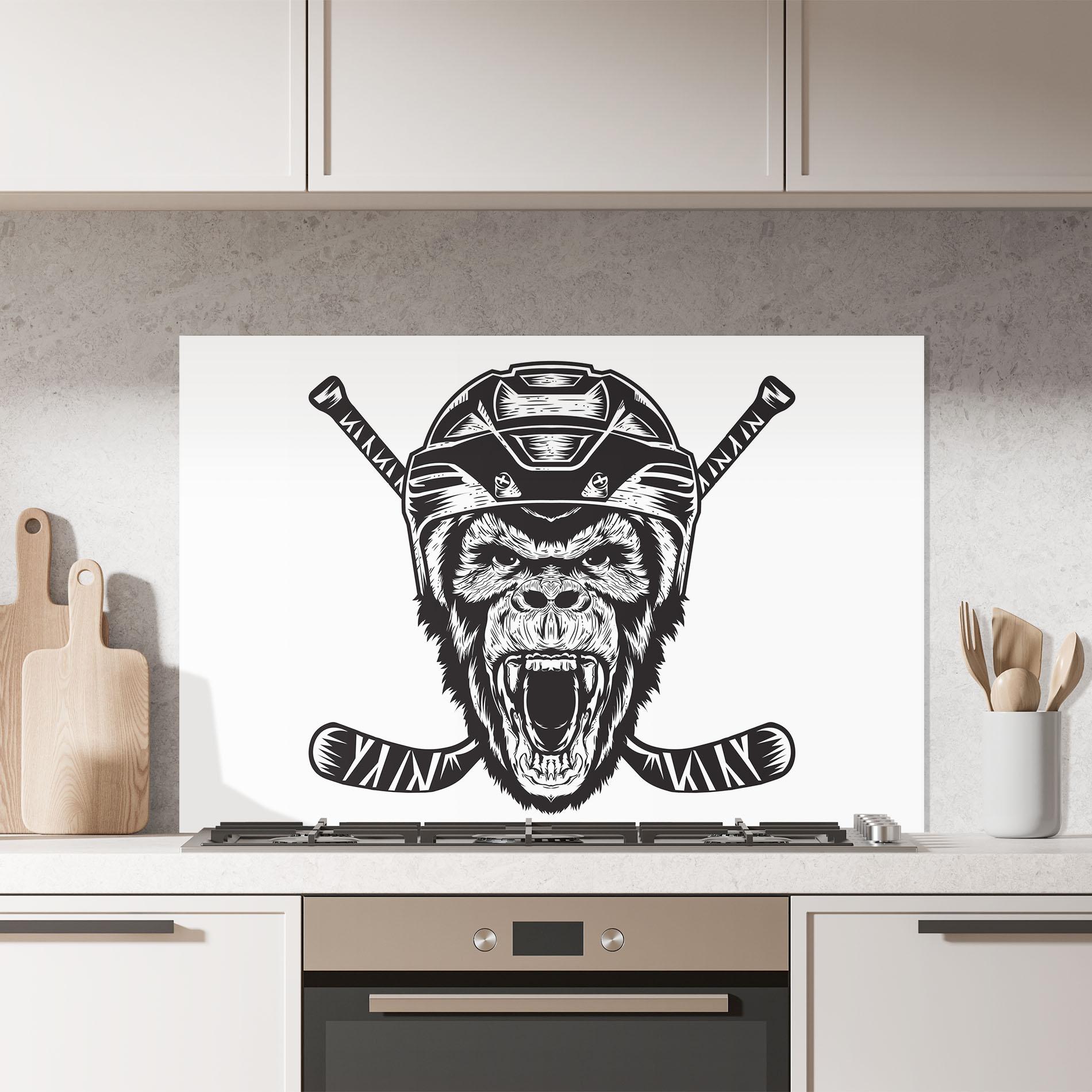 Panou Sticla Bucatarie Monkey Hockey mockup 7
