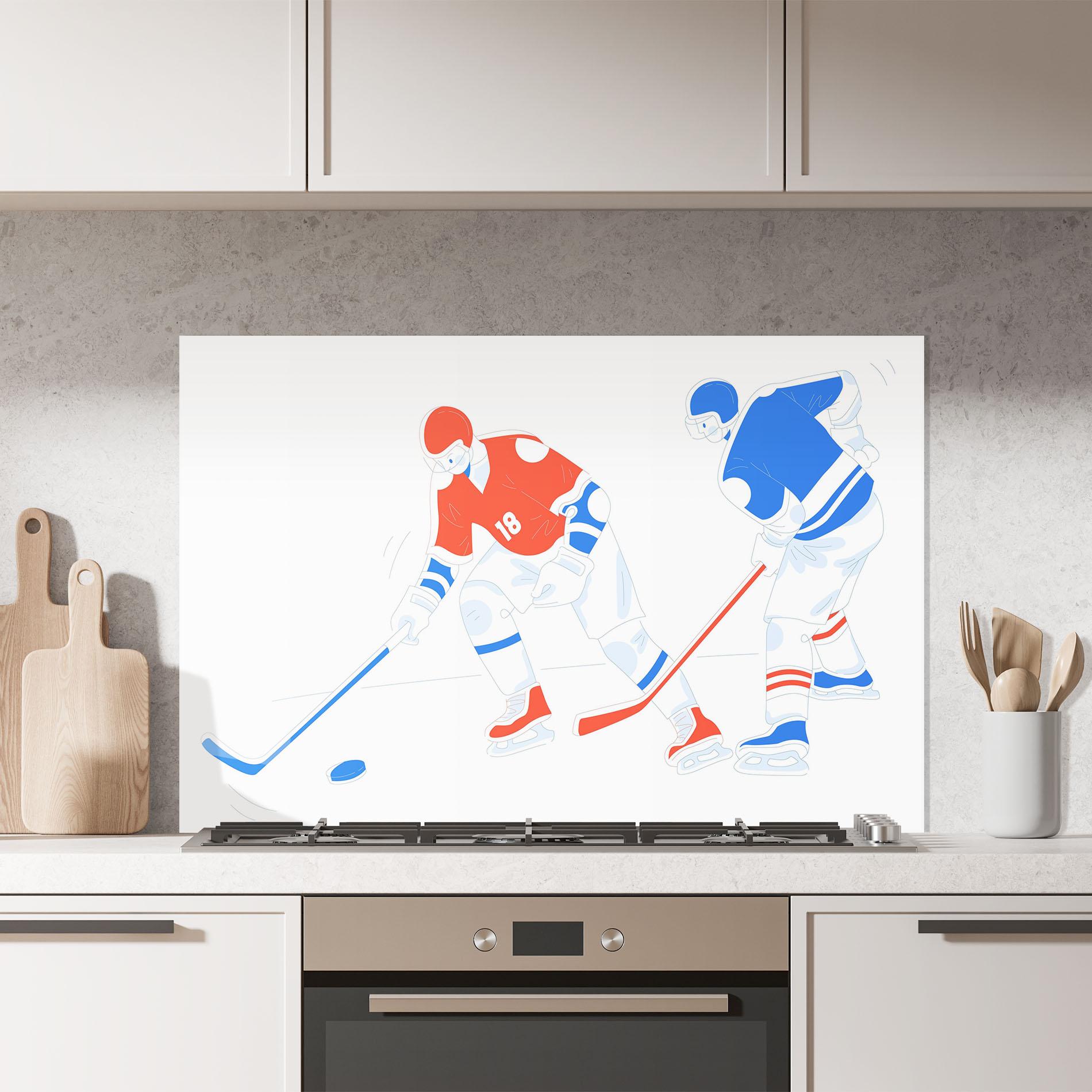 Panou Sticla Bucatarie Orange Blue Hockey mockup 7