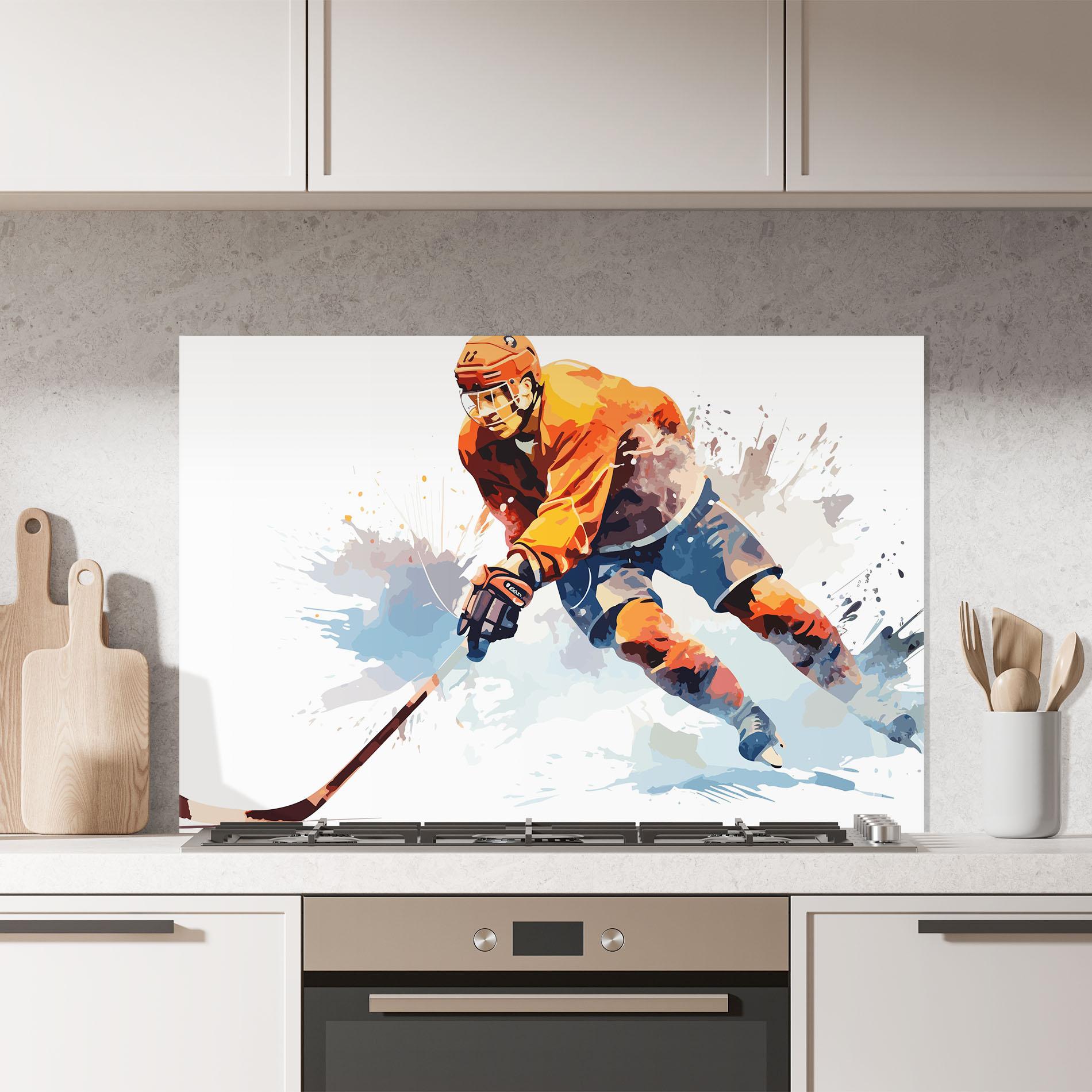 Panou Sticla Bucatarie Orange Hockey mockup 7