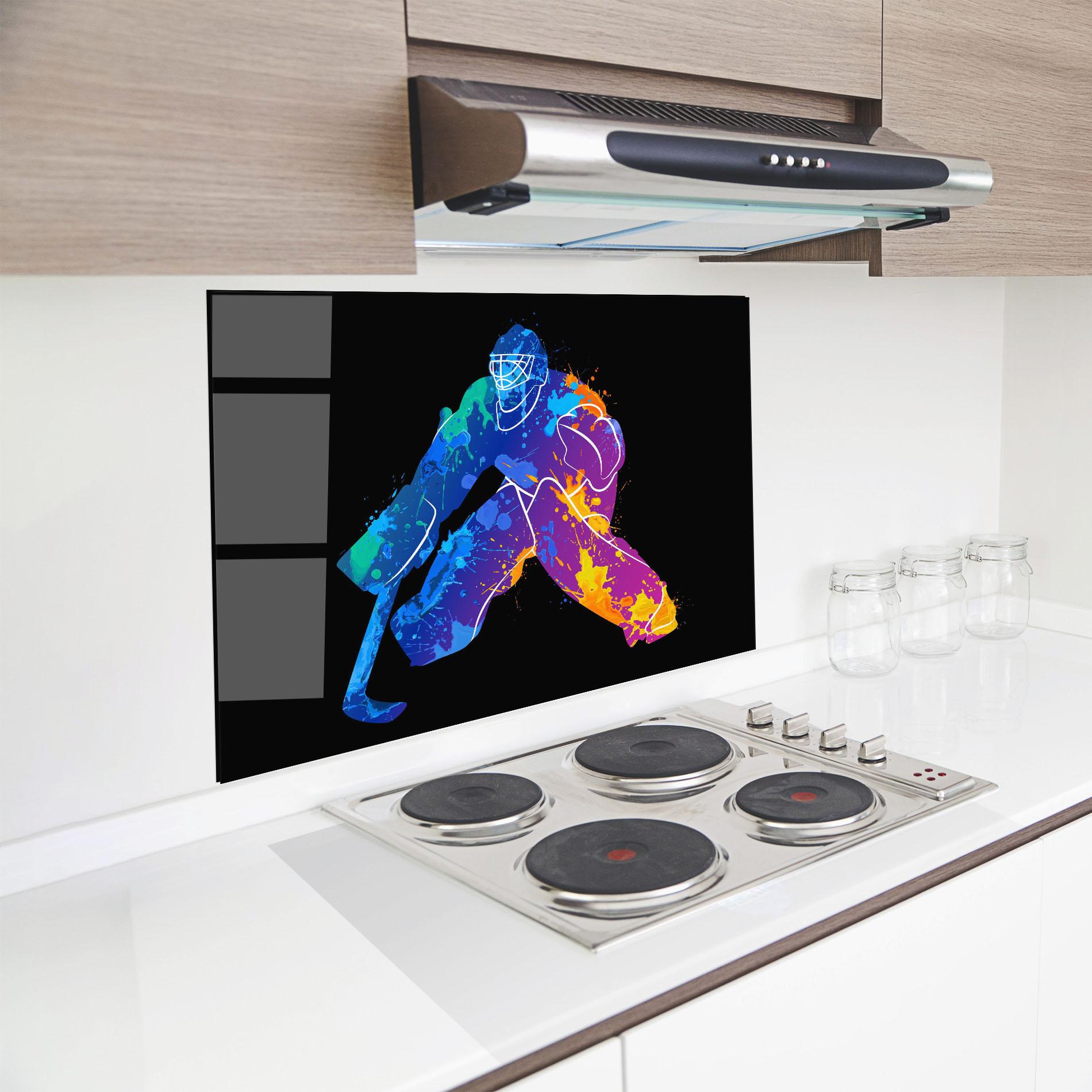 Panou Sticla Bucatarie Blue Purple Hockey mockup 8