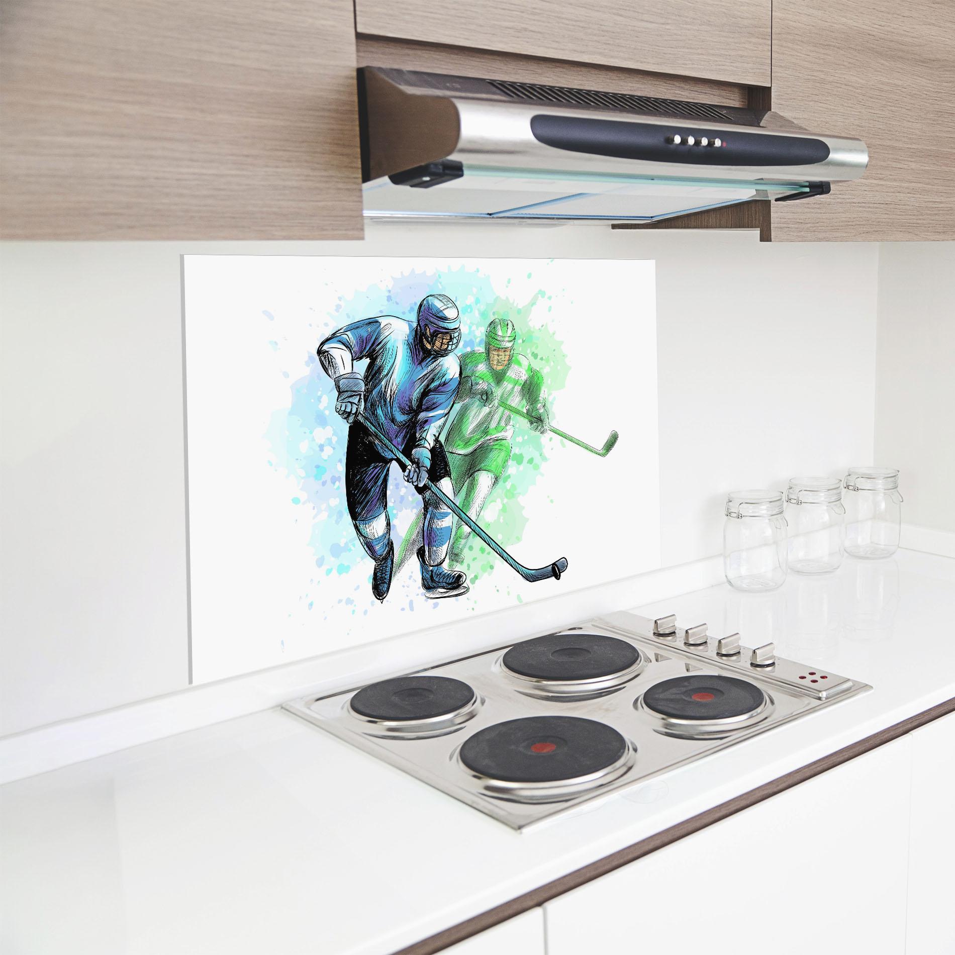 Panou Sticla Bucatarie Green Blue Hockey mockup 8