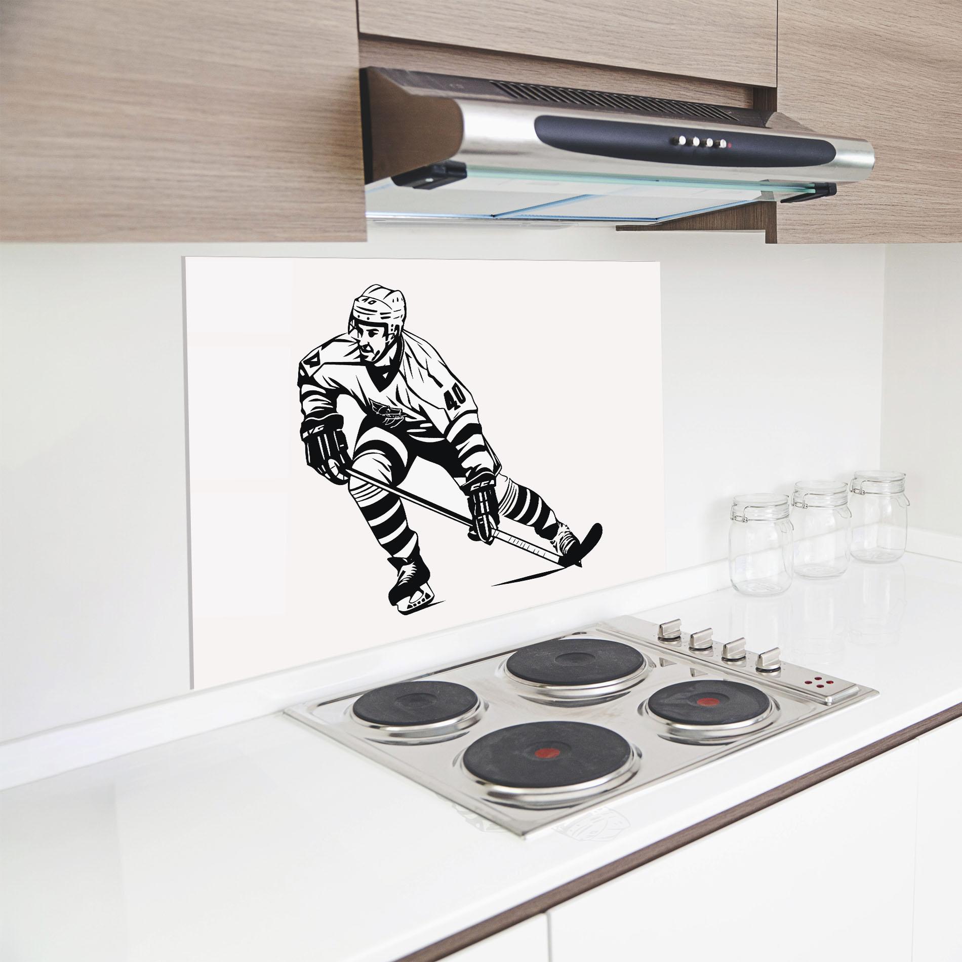 Panou Sticla Bucatarie Hockey Player mockup 8