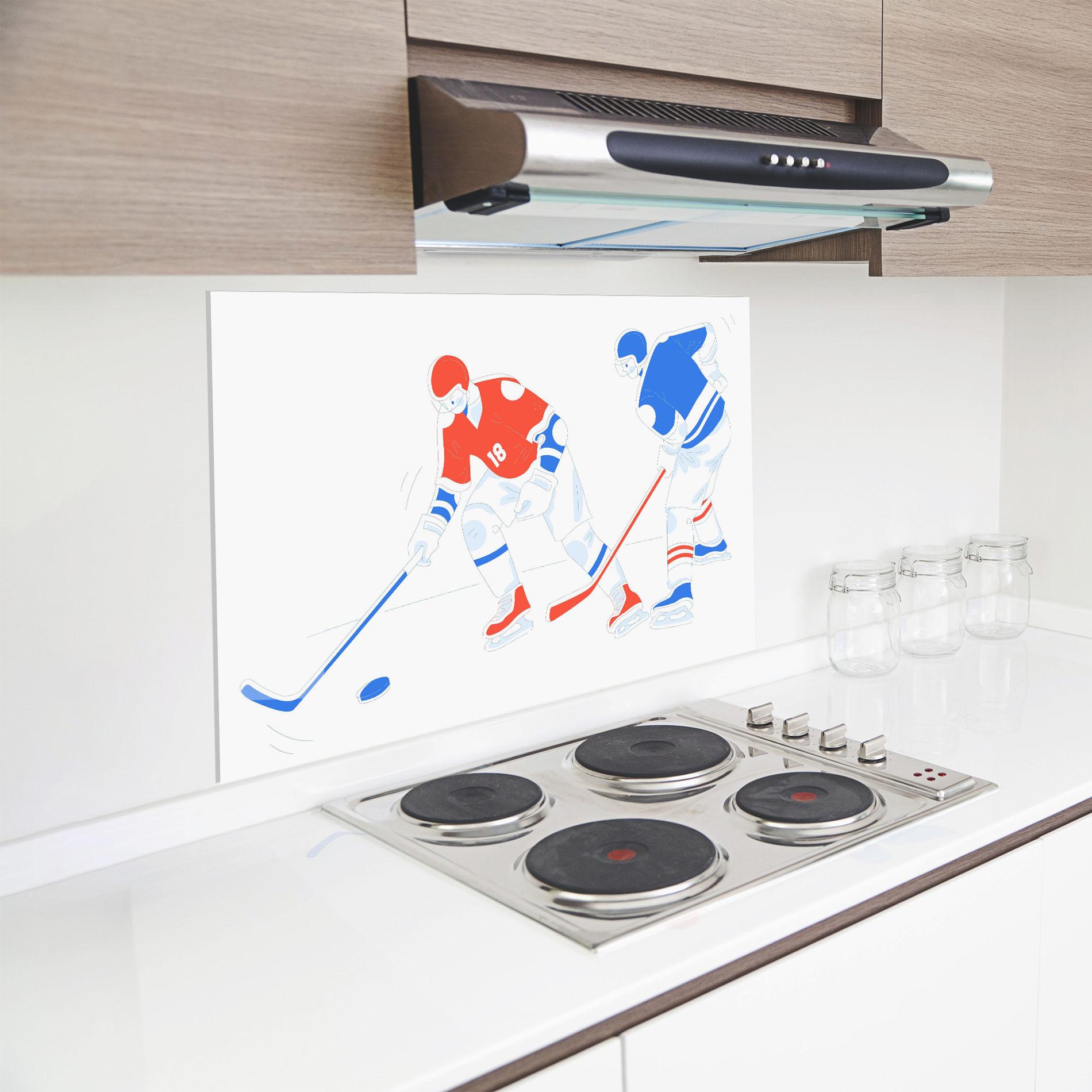 Panou Sticla Bucatarie Orange Blue Hockey mockup 8