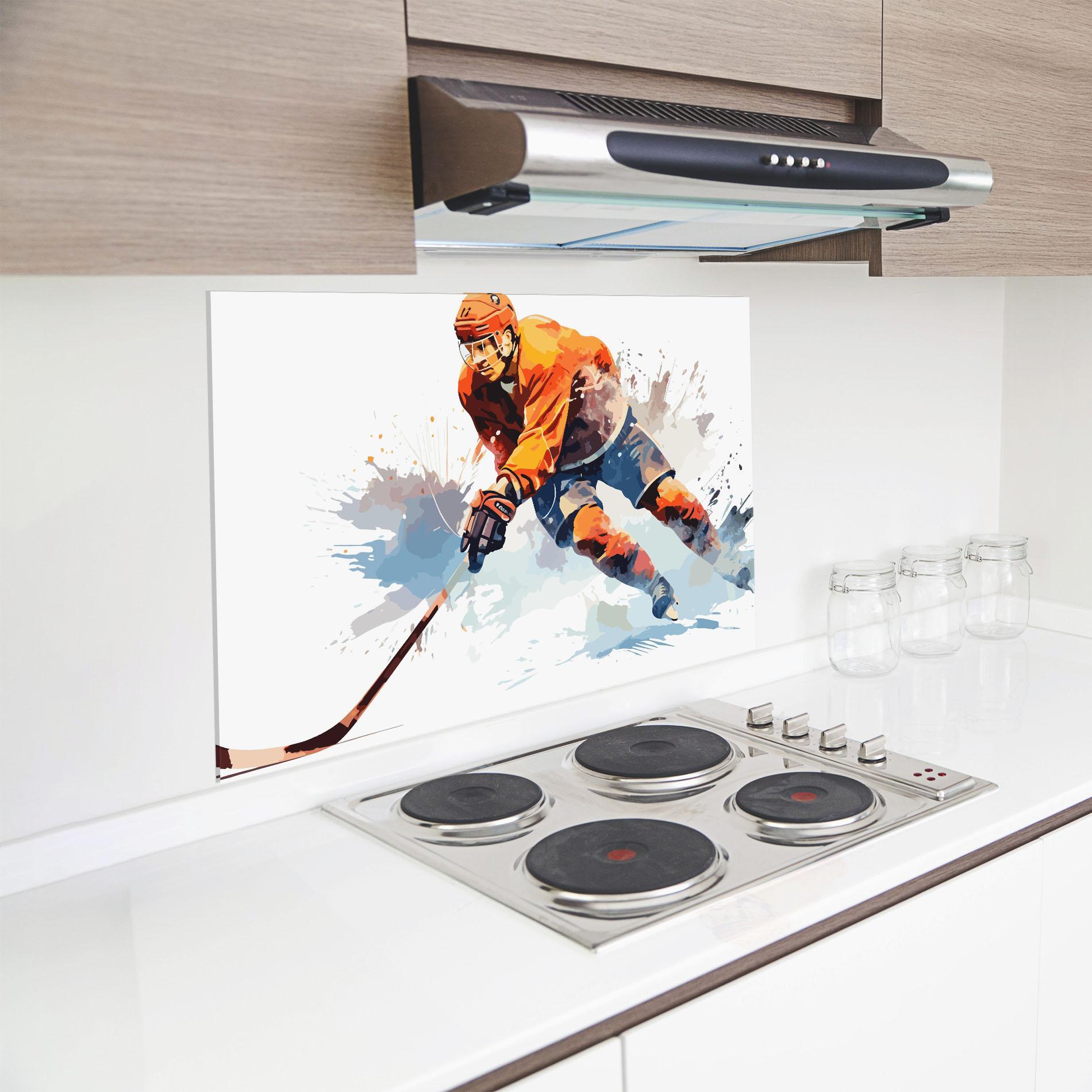 Panou Sticla Bucatarie Orange Hockey mockup 8