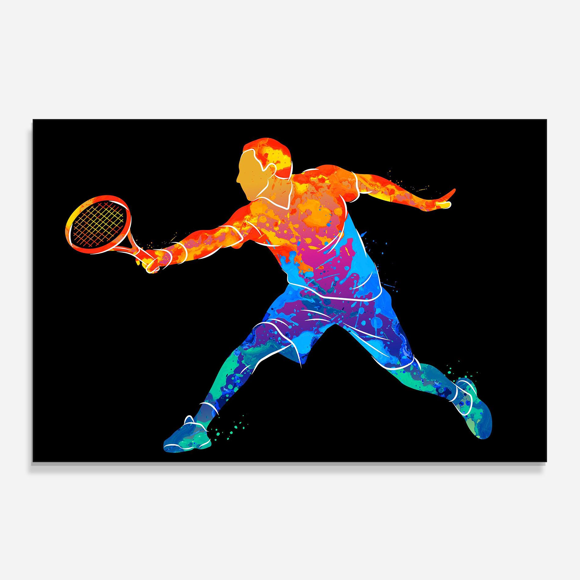 Panou Sticla Bucatarie Tennis Orange Blue mockup 0