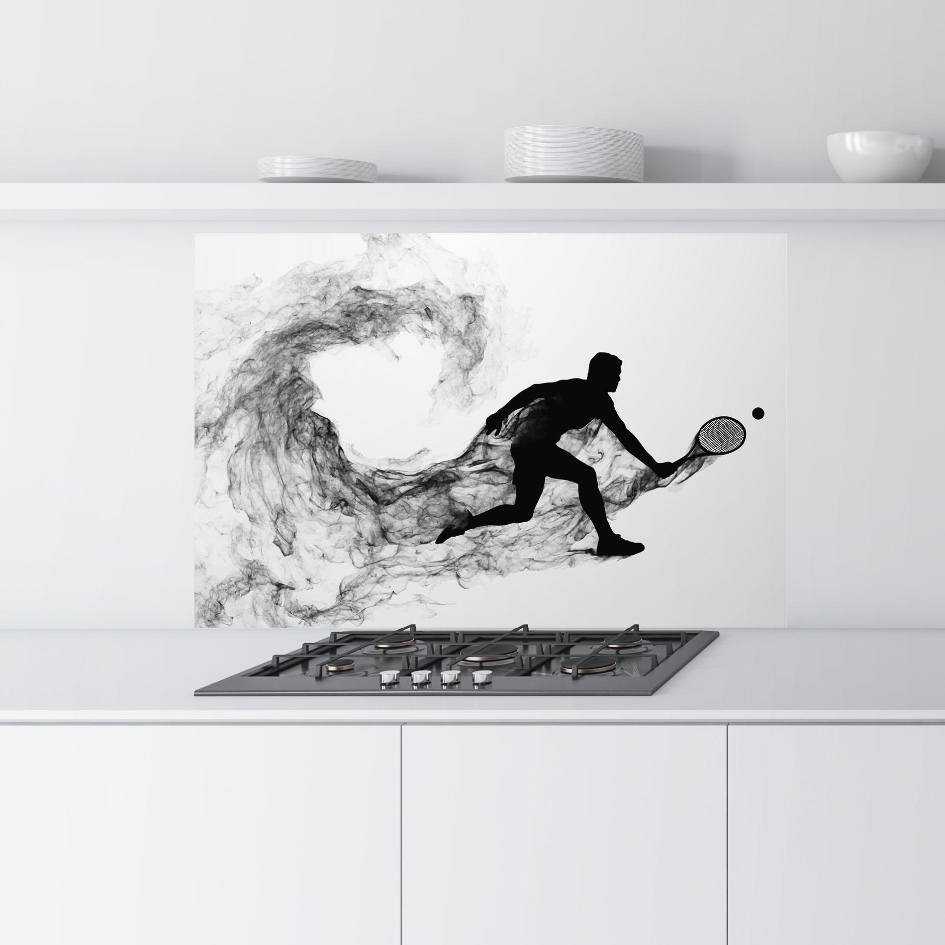 Panou Sticla Bucatarie Black Smoke Tennis mockup 9