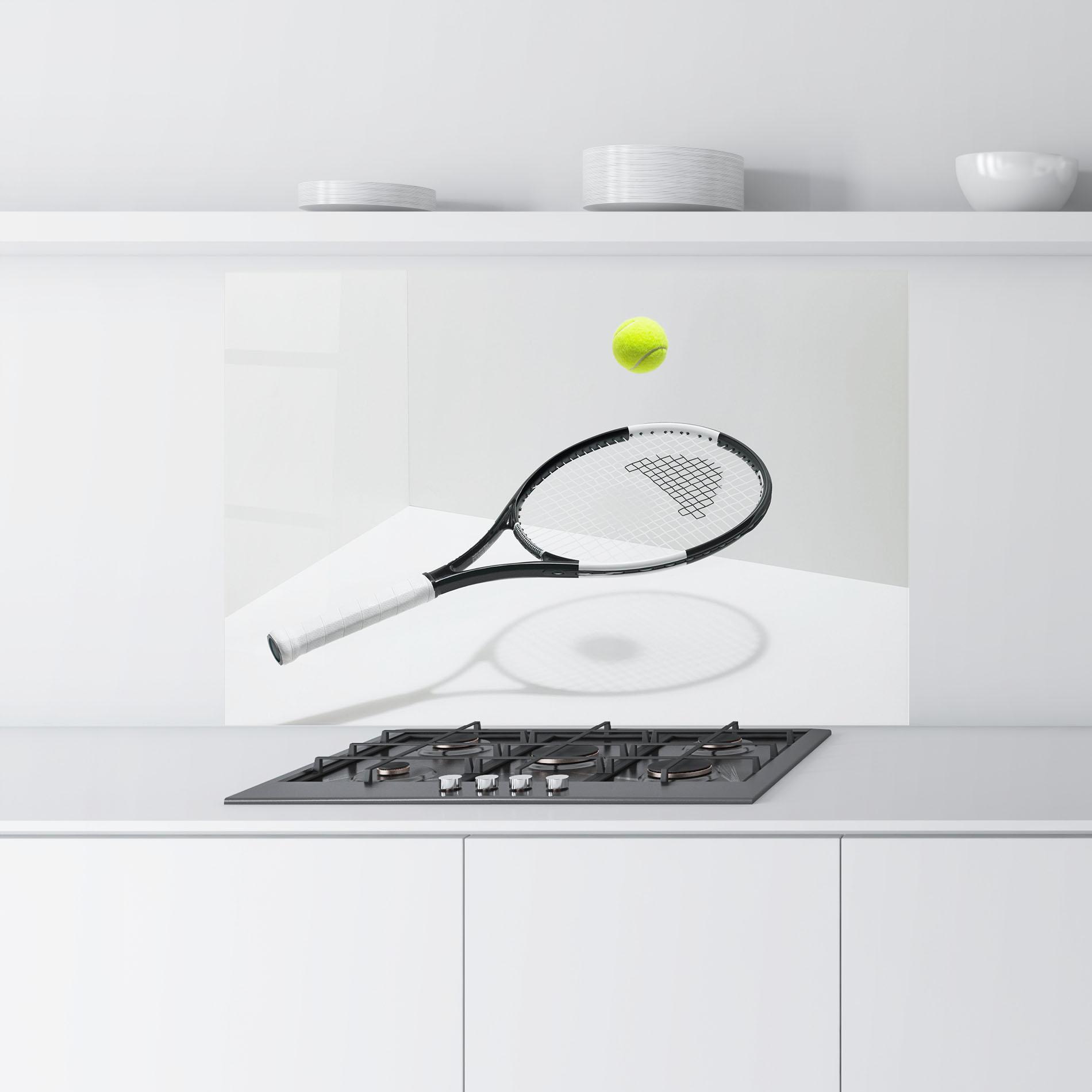 Panou Sticla Bucatarie Floating Tennis Racket mockup 9