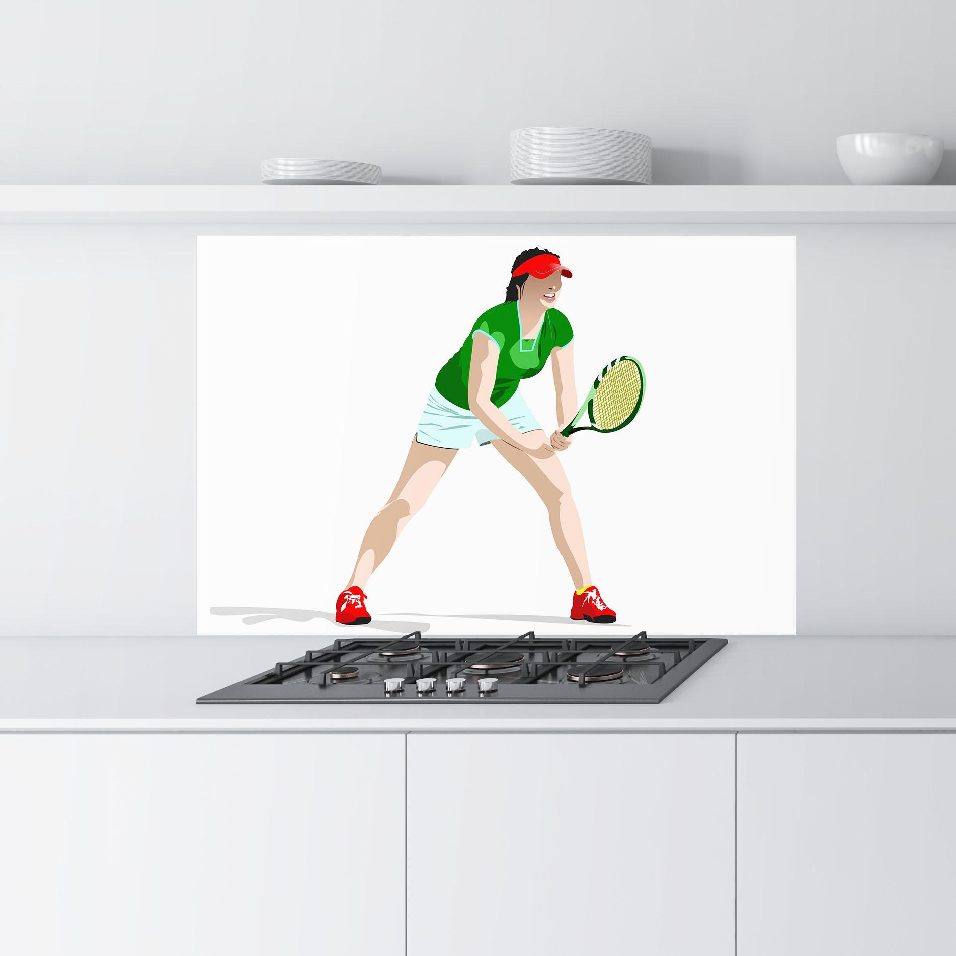 Panou Sticla Bucatarie Green Tennis Racket mockup 9