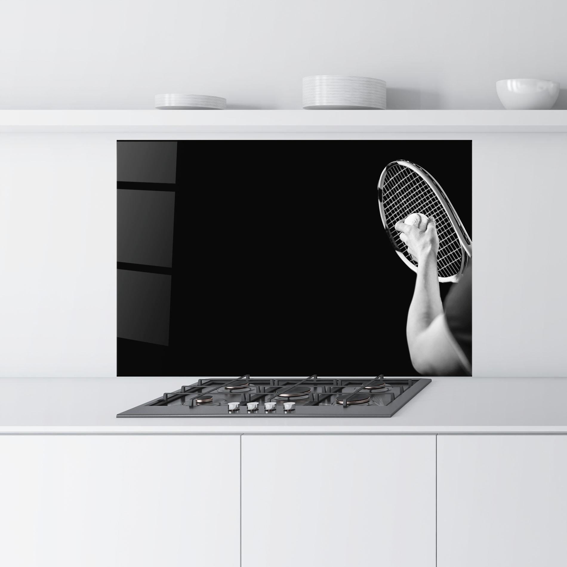 Panou Sticla Bucatarie Grey Tennis Racket mockup 9