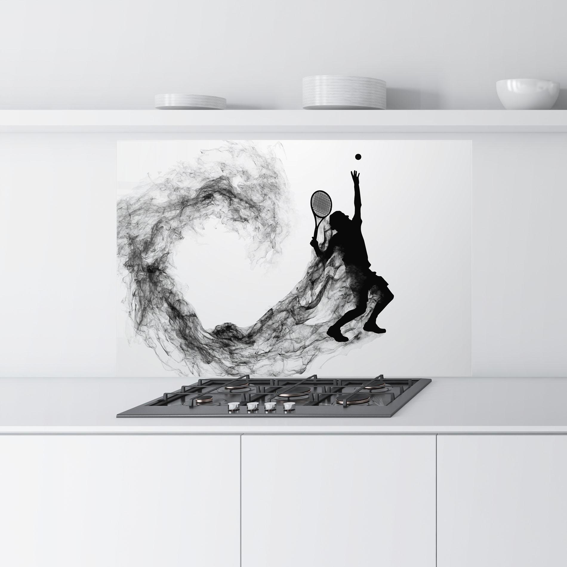 Panou Sticla Bucatarie Tennis Black Smoke mockup 9