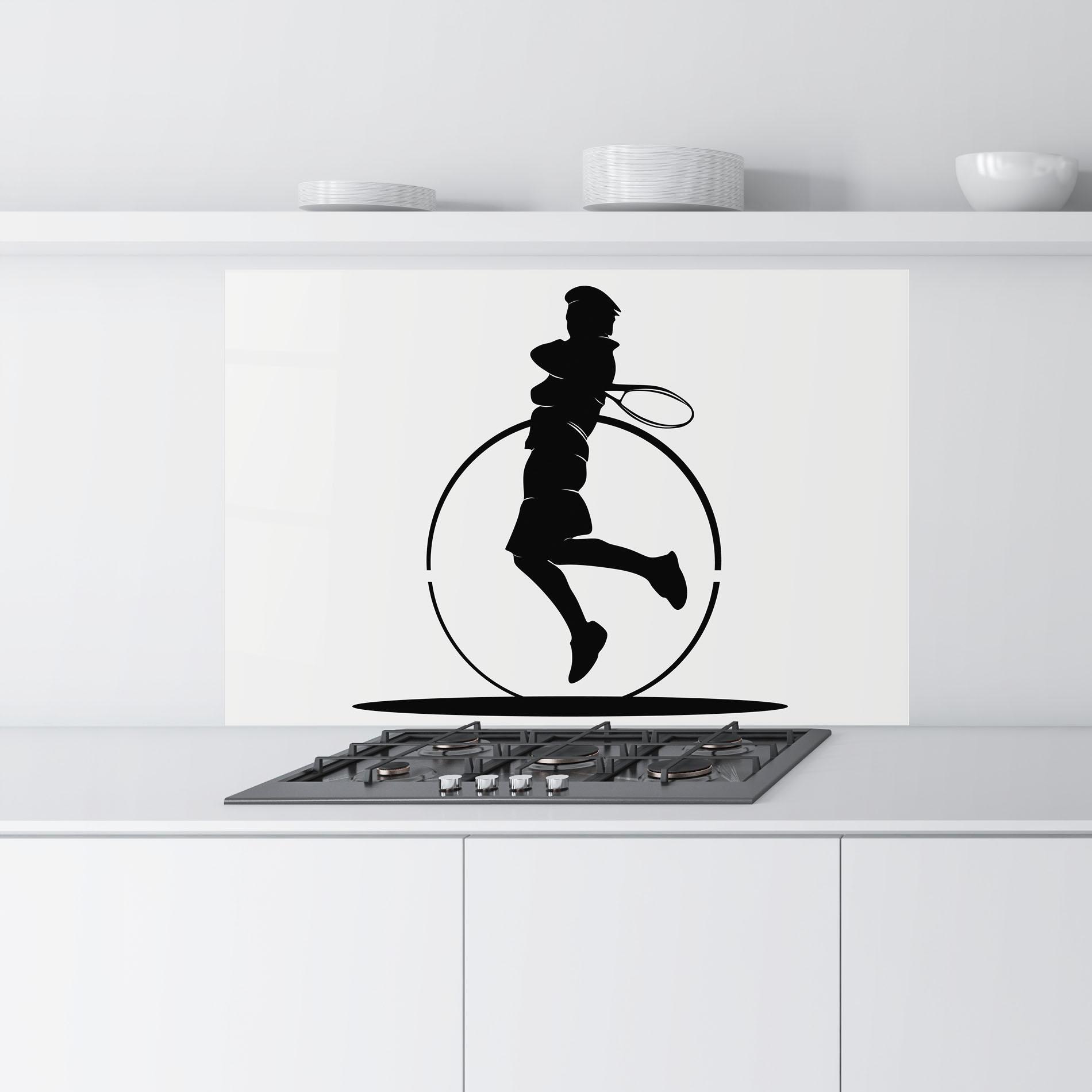 Panou Sticla Bucatarie Tennis Circle Black mockup 9