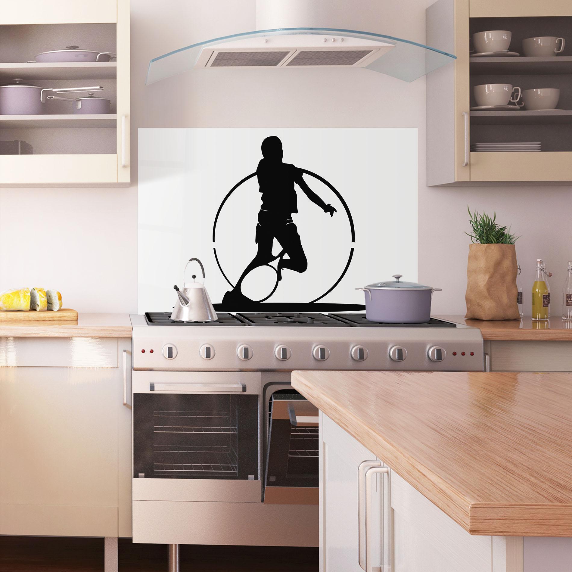 Panou Sticla Bucatarie Black Tennis Circle mockup 1