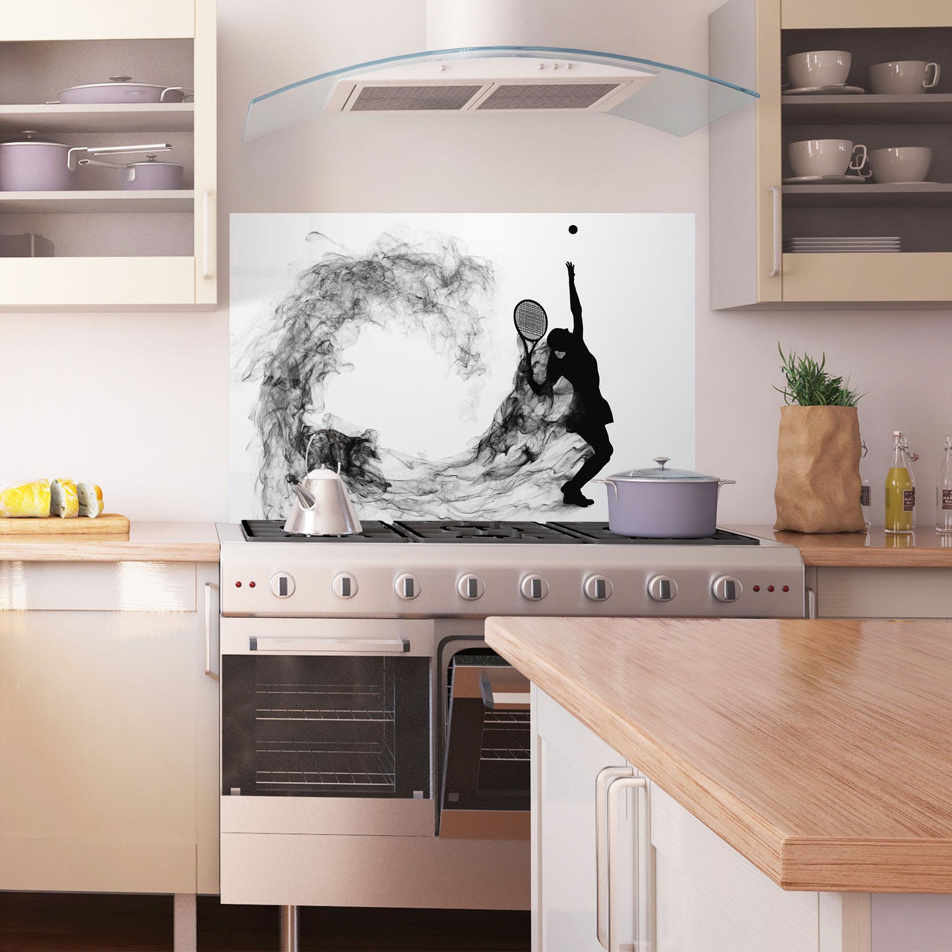 Panou Sticla Bucatarie Black Tennis Smoke mockup 1