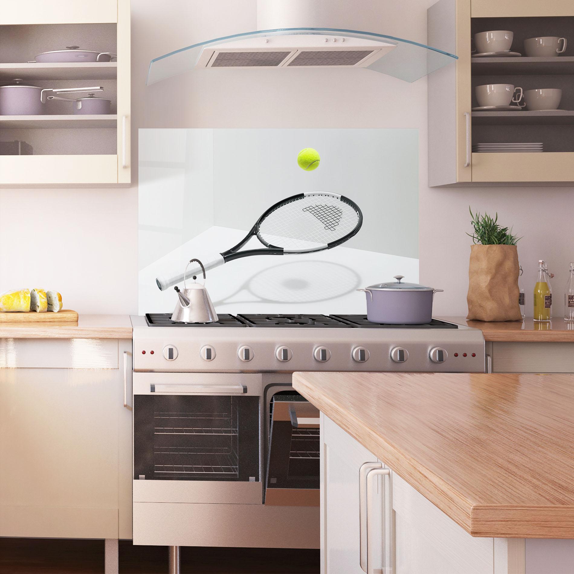 Panou Sticla Bucatarie Floating Tennis Racket mockup 1