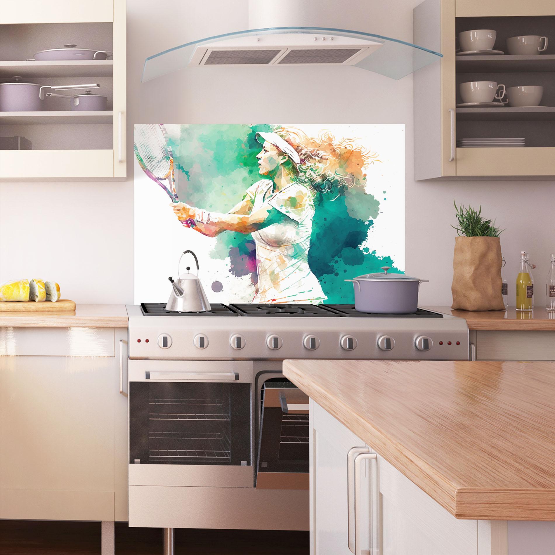 Panou Sticla Bucatarie Green Art Tennis mockup 1