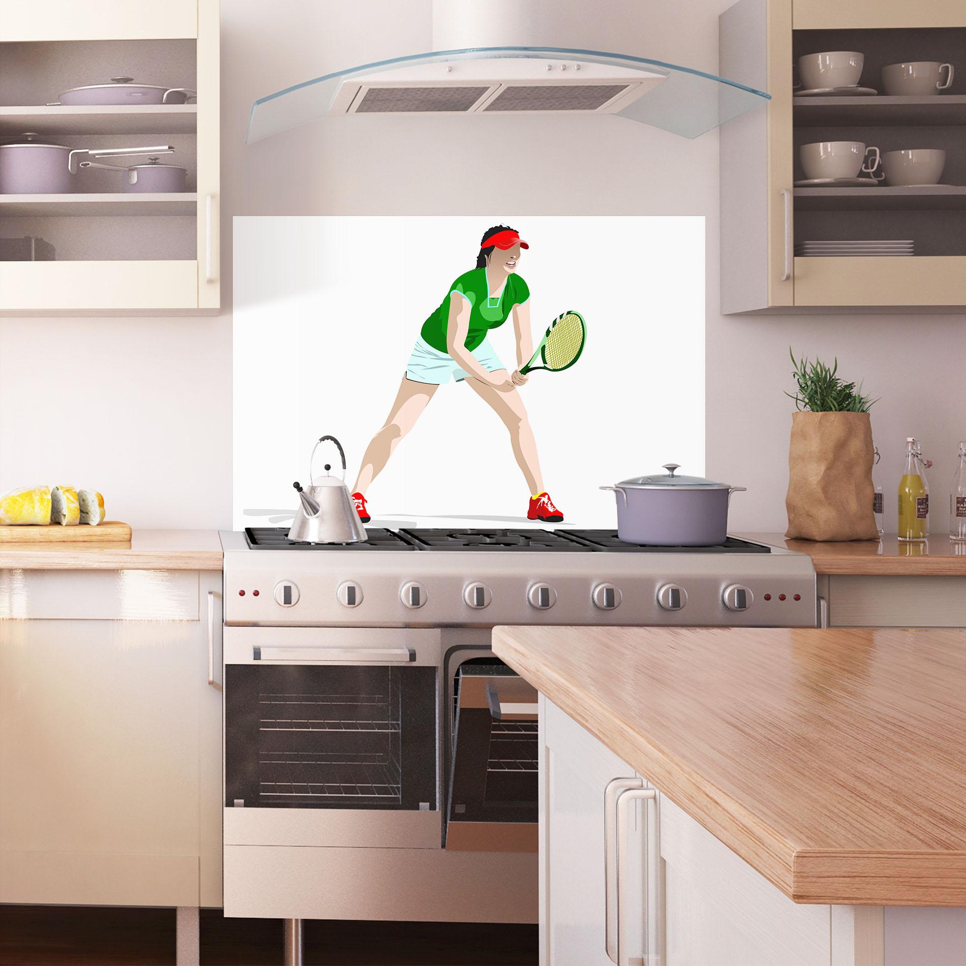 Panou Sticla Bucatarie Green Tennis Racket mockup 1