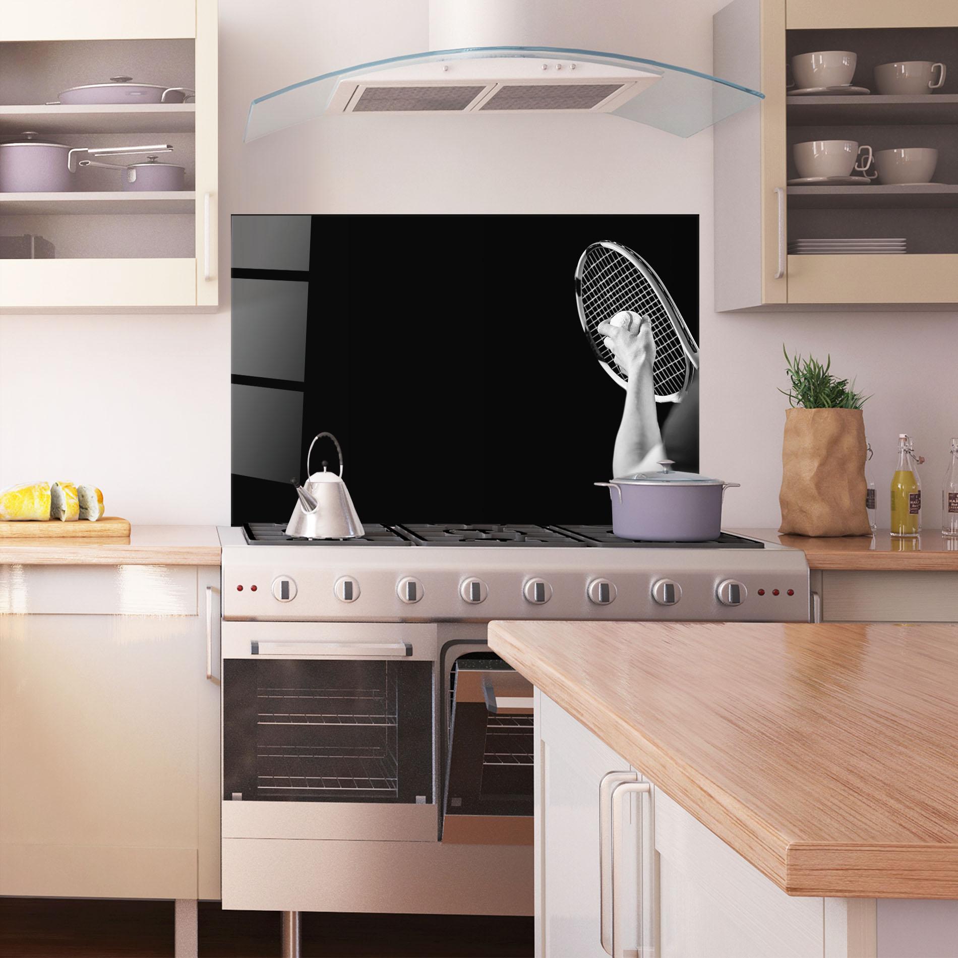 Panou Sticla Bucatarie Grey Tennis Racket mockup 1