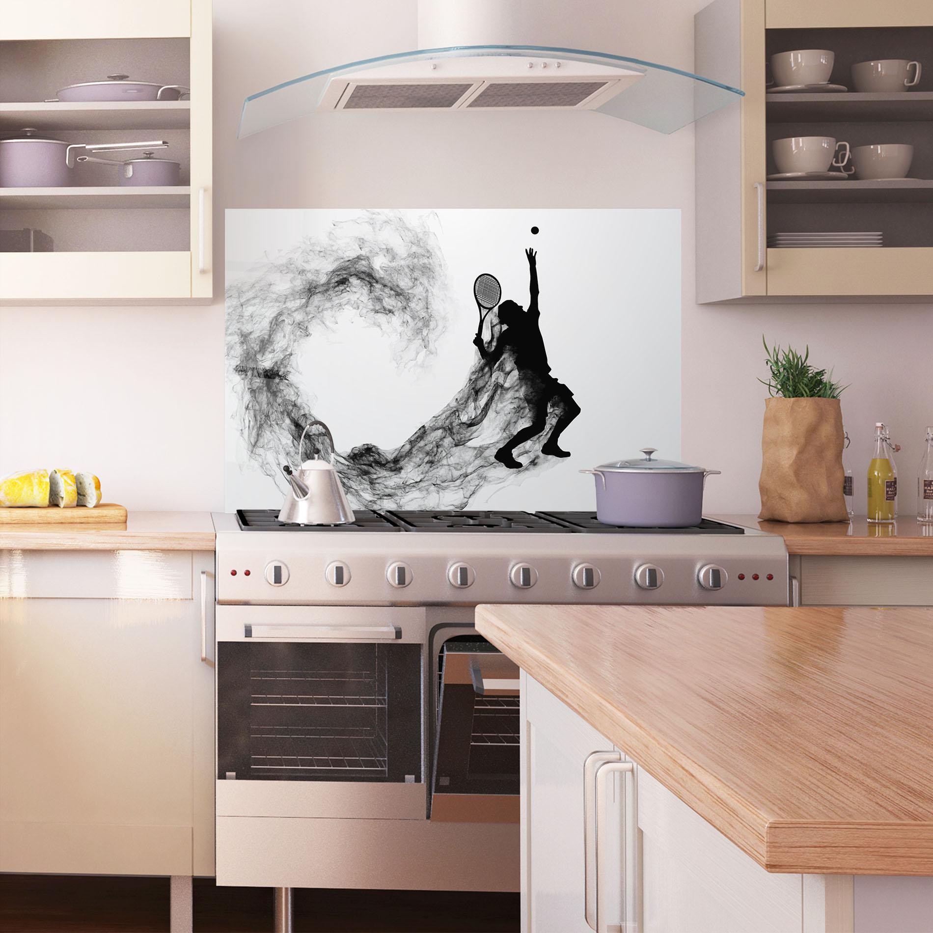 Panou Sticla Bucatarie Tennis Black Smoke mockup 1