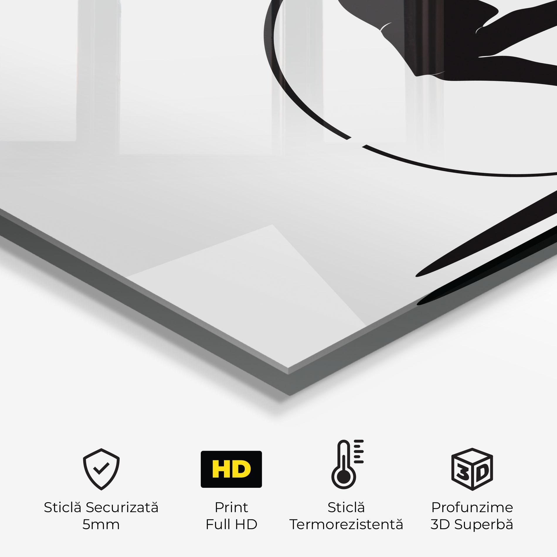 Panou Sticla Bucatarie Tennis Circle Black mockup 2