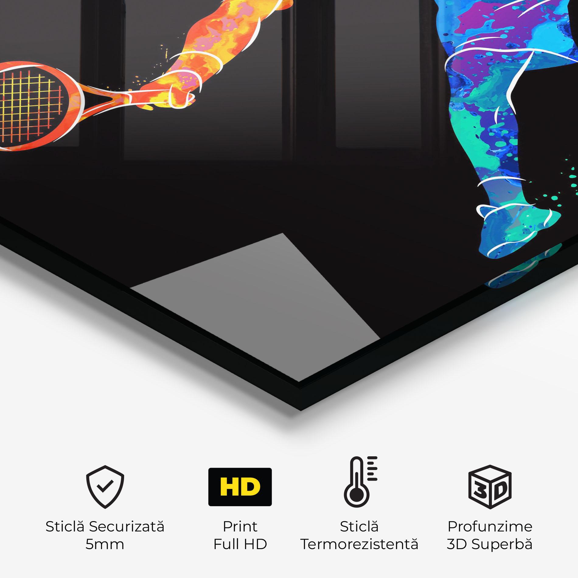 Panou Sticla Bucatarie Tennis Orange Blue mockup 2