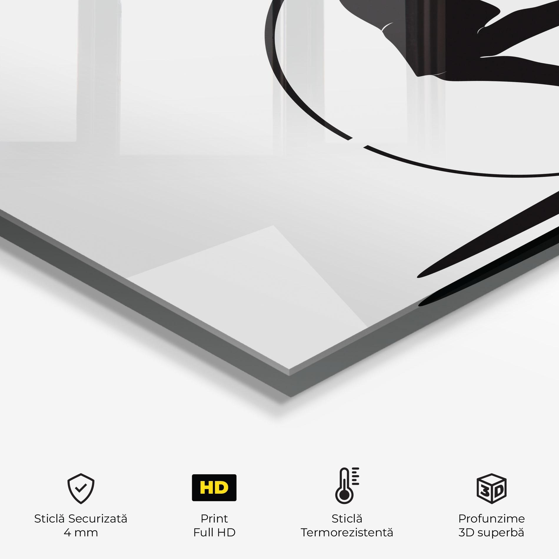 Panou Sticla Bucatarie Tennis Circle Black mockup 2