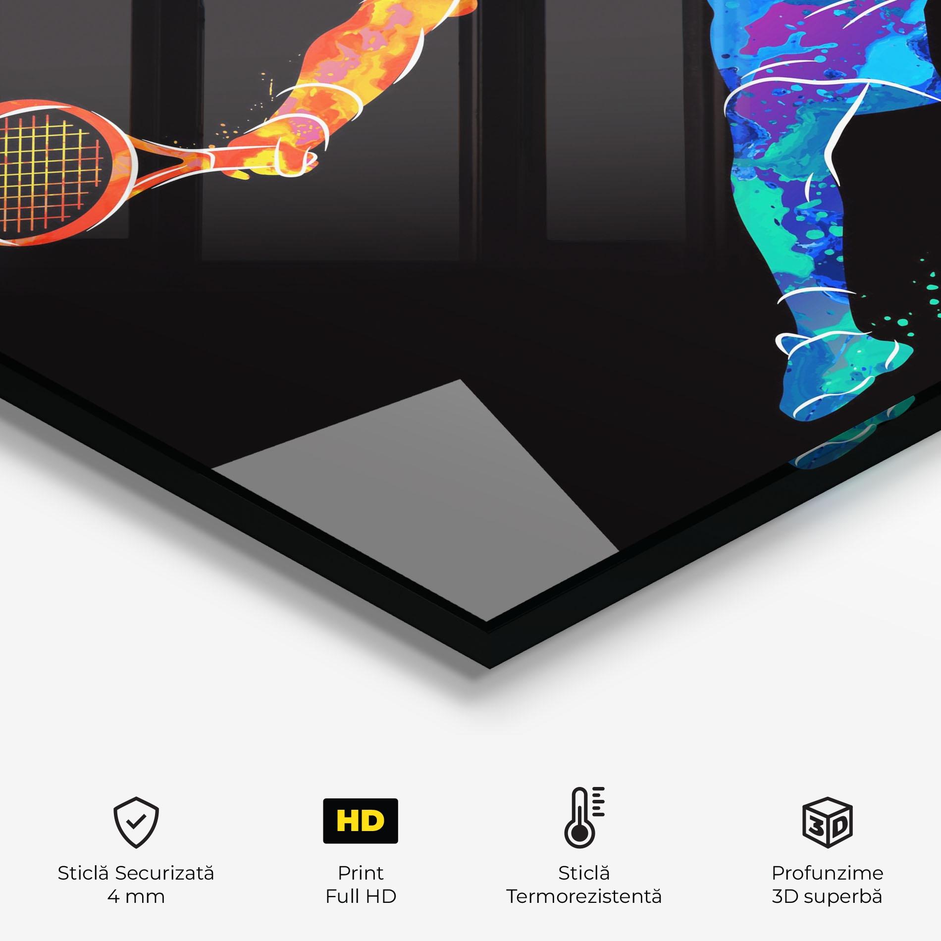 Panou Sticla Bucatarie Tennis Orange Blue mockup 2