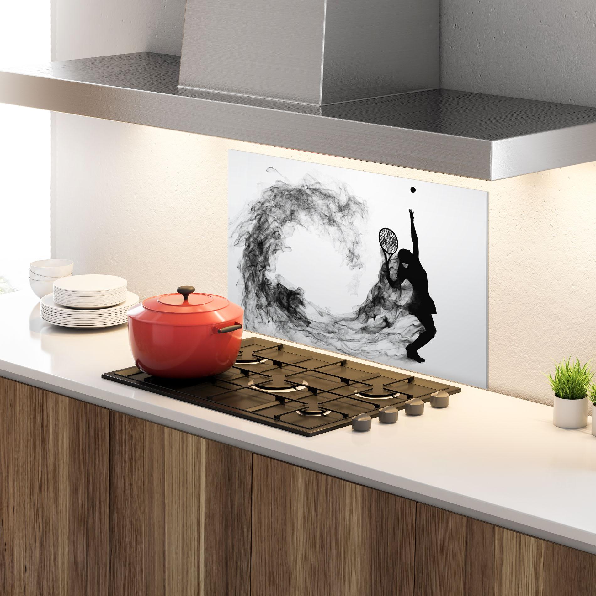 Panou Sticla Bucatarie Black Tennis Smoke mockup 4