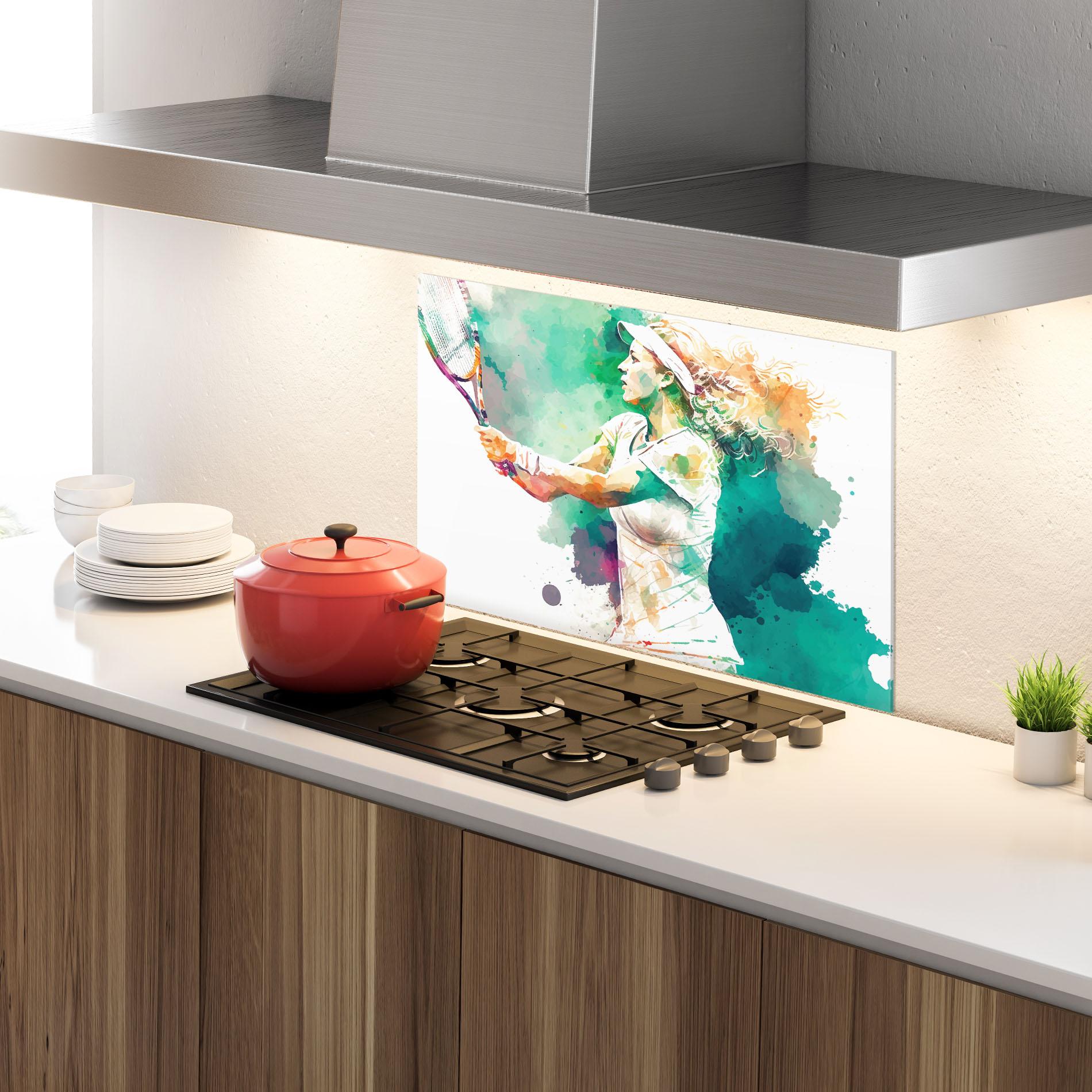 Panou Sticla Bucatarie Green Art Tennis mockup 4