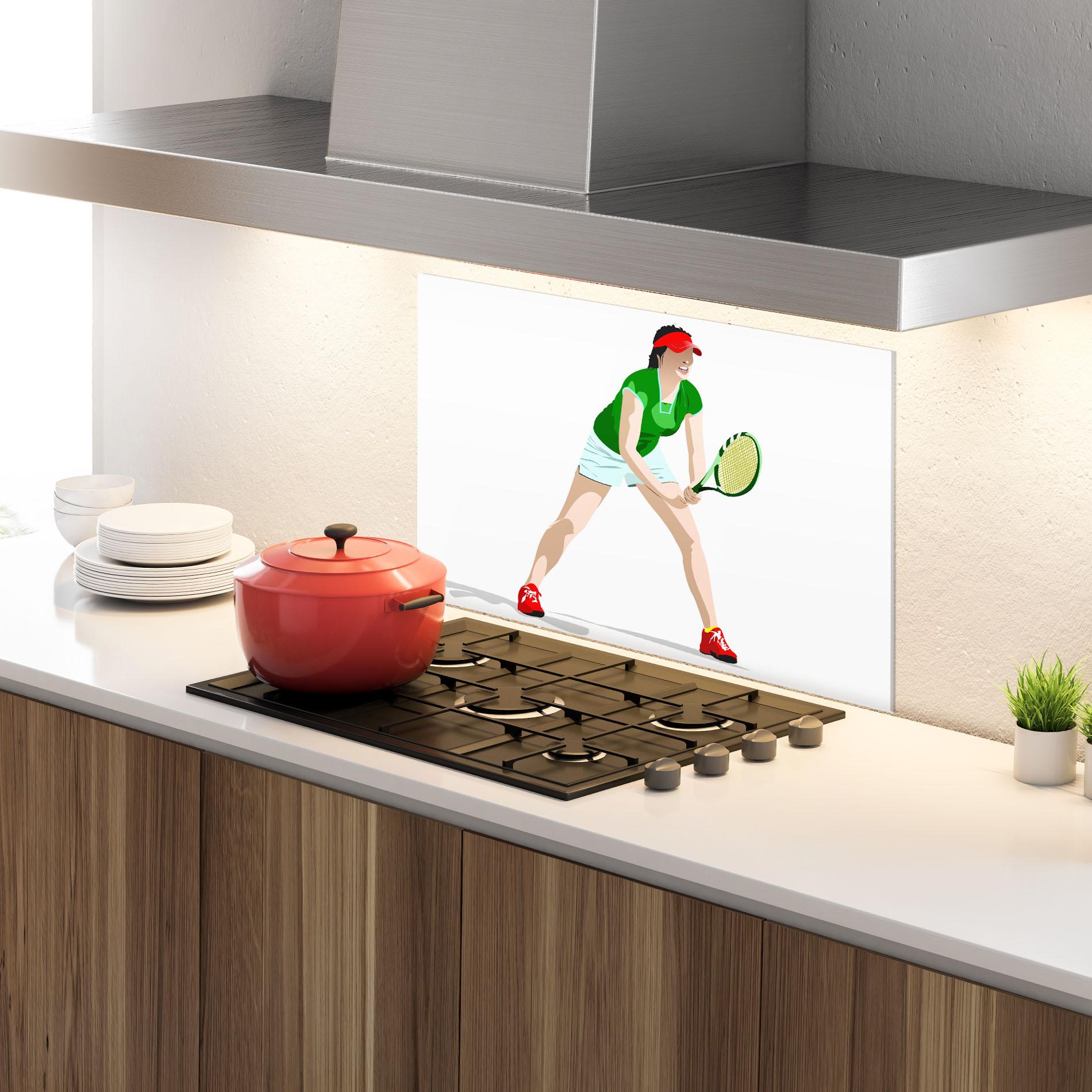 Panou Sticla Bucatarie Green Tennis Racket mockup 4