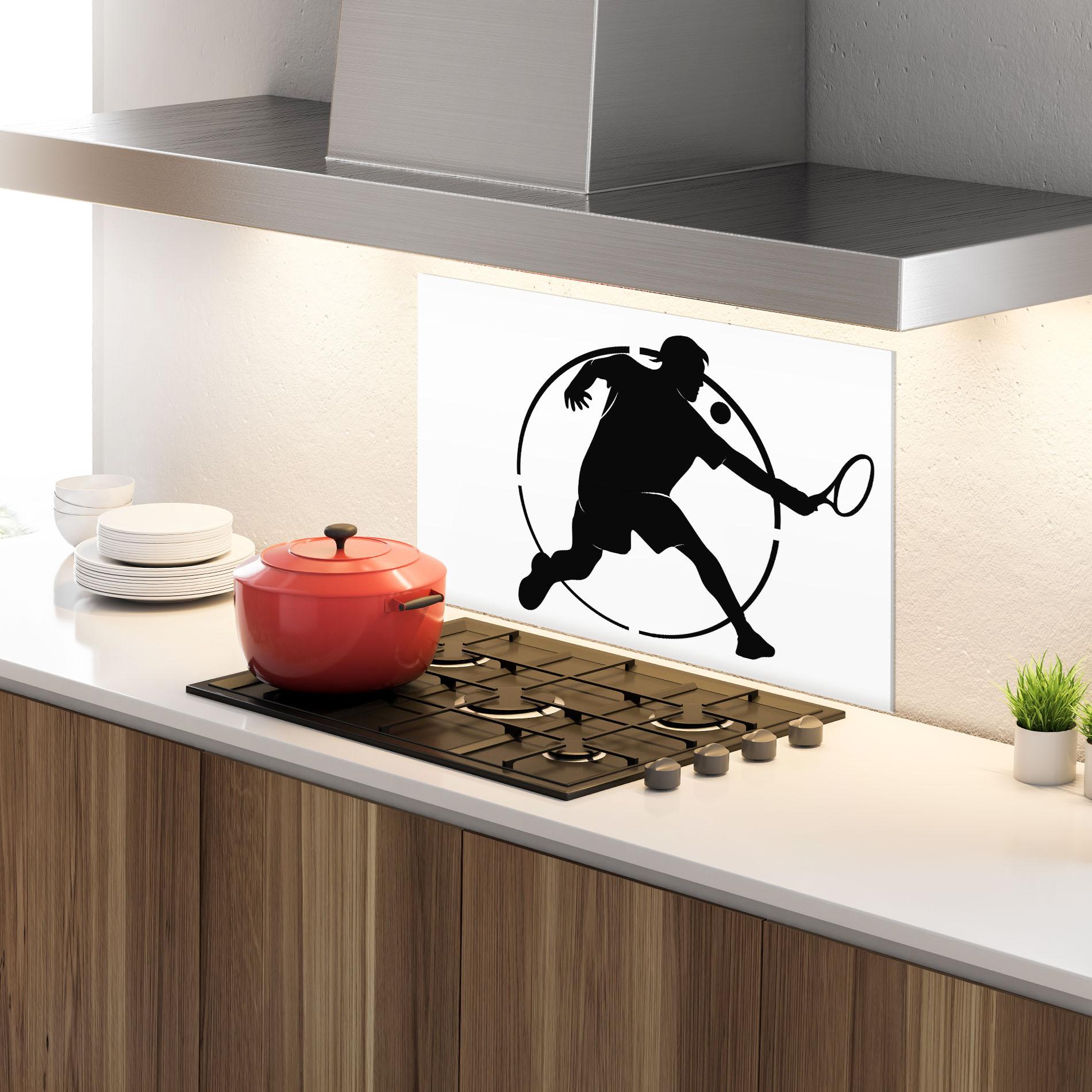 Panou Sticla Bucatarie Tennis Black Circle mockup 4