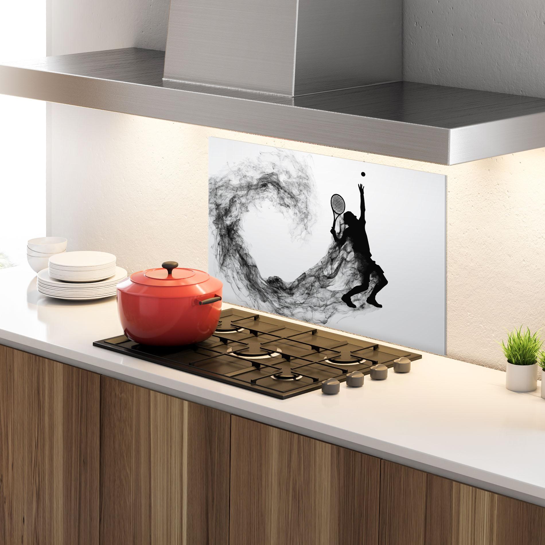 Panou Sticla Bucatarie Tennis Black Smoke mockup 4