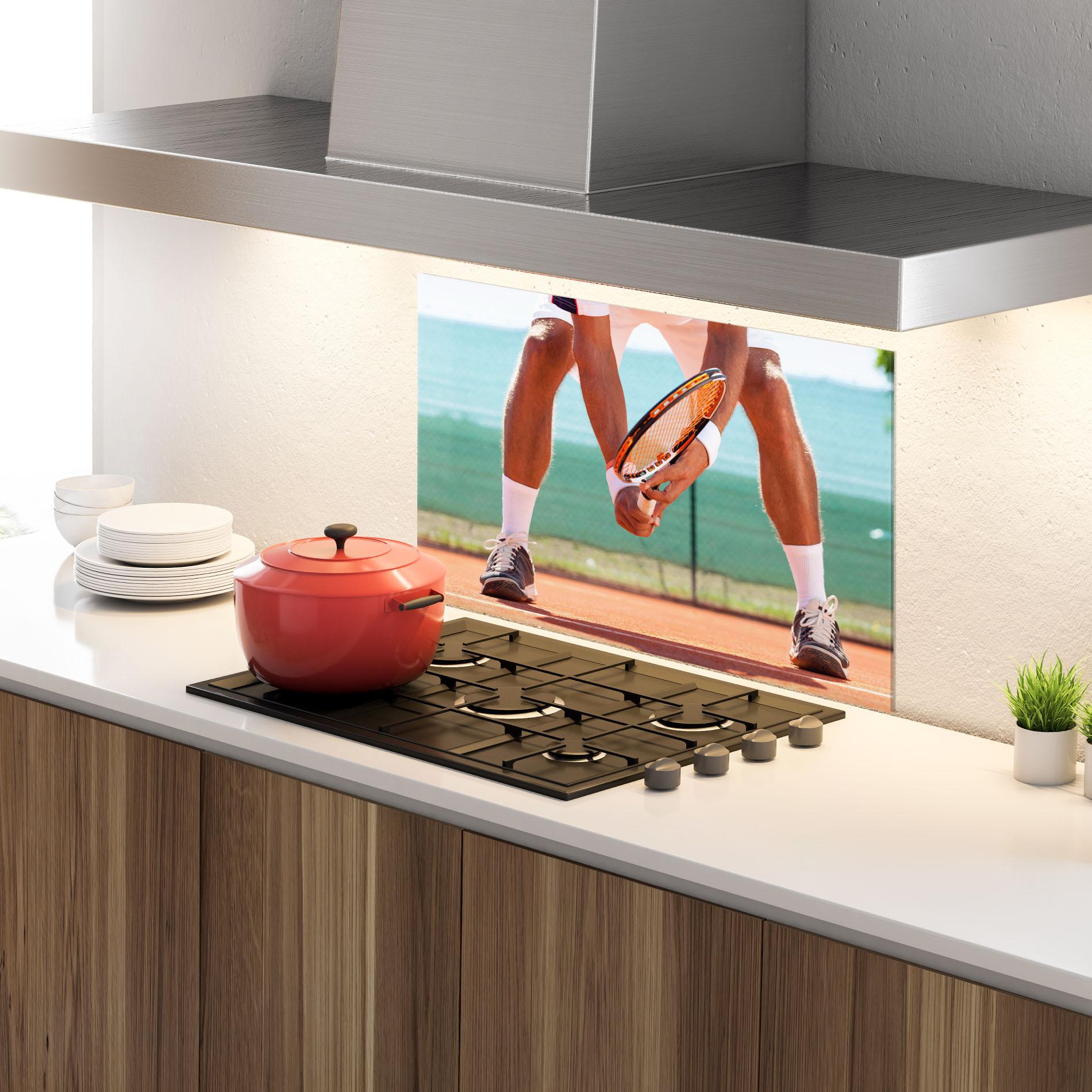 Panou Sticla Bucatarie Tennis Player In Action mockup 4