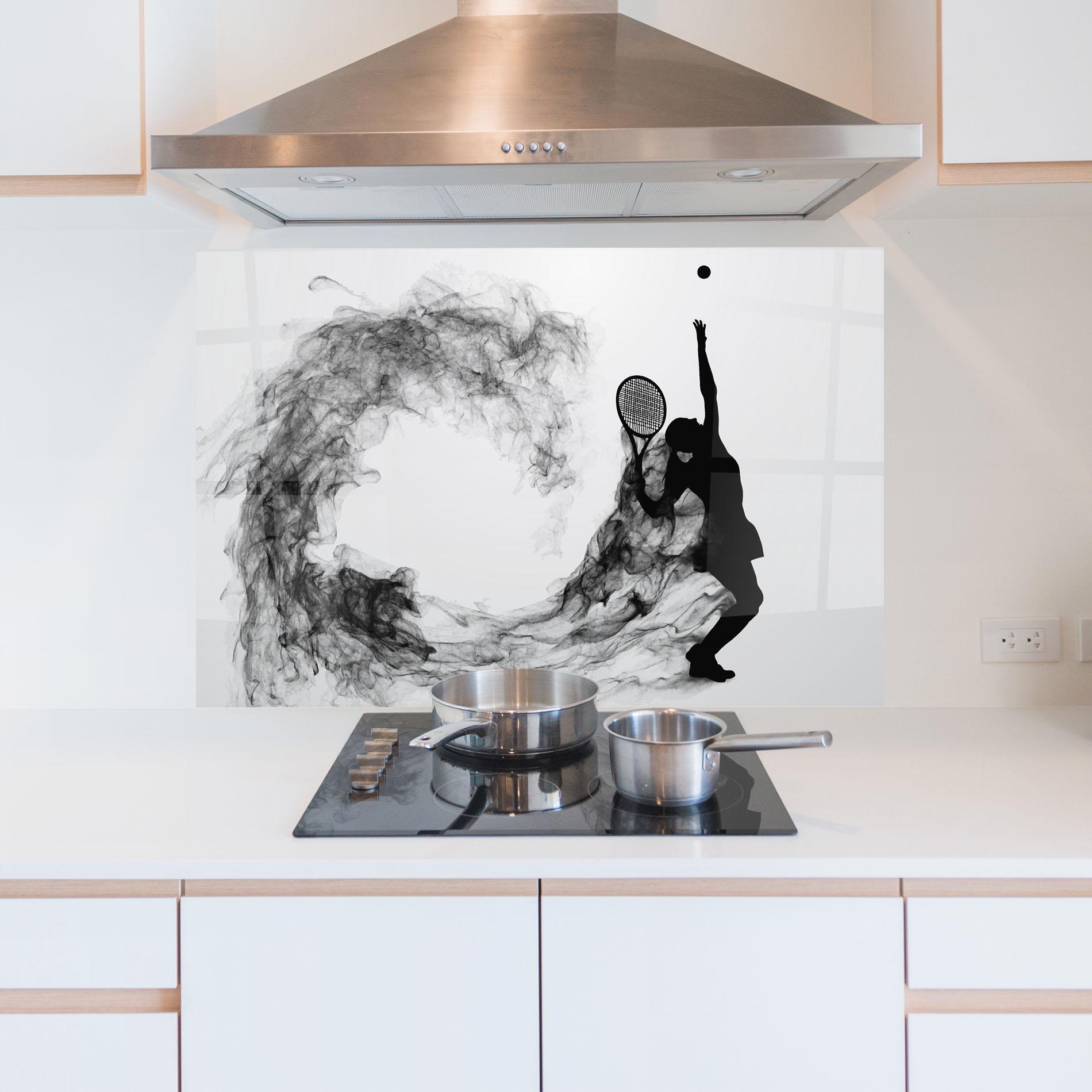 Panou Sticla Bucatarie Black Tennis Smoke mockup 5