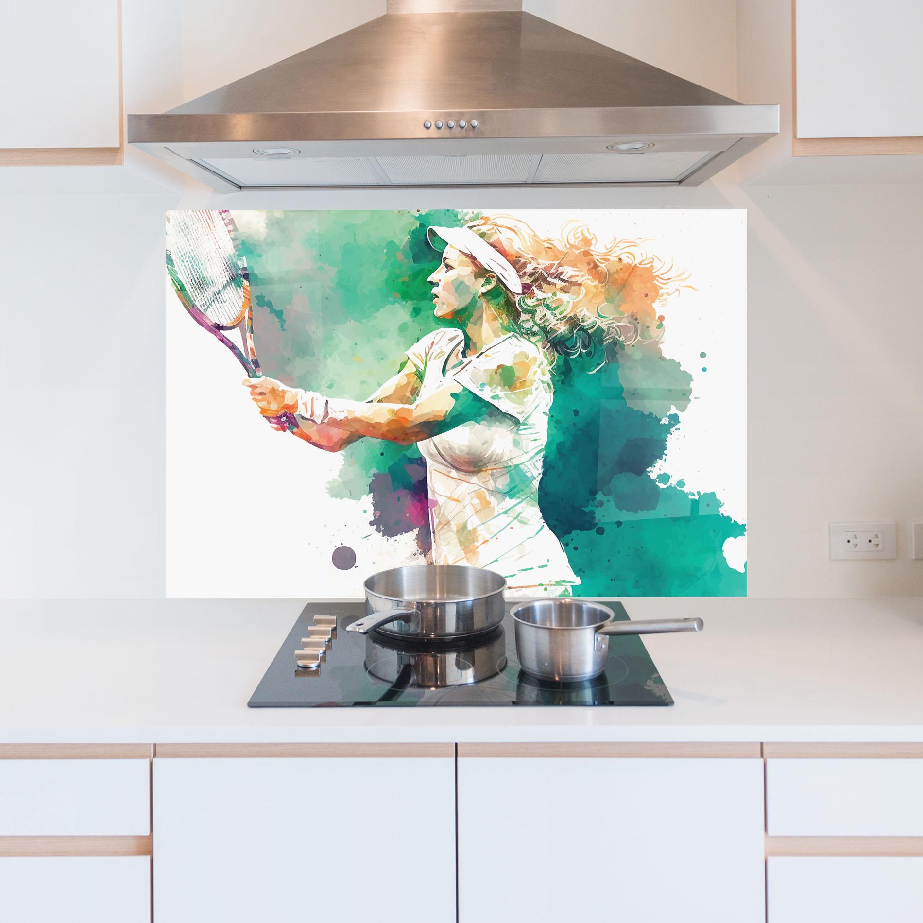 Panou Sticla Bucatarie Green Art Tennis mockup 5