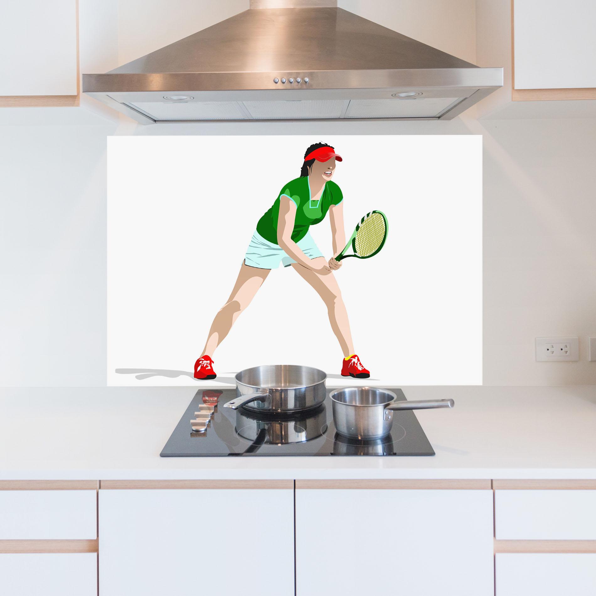 Panou Sticla Bucatarie Green Tennis Racket mockup 5