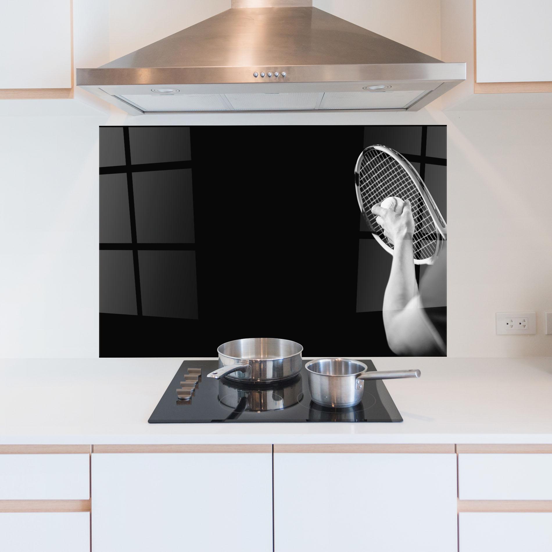 Panou Sticla Bucatarie Grey Tennis Racket mockup 5