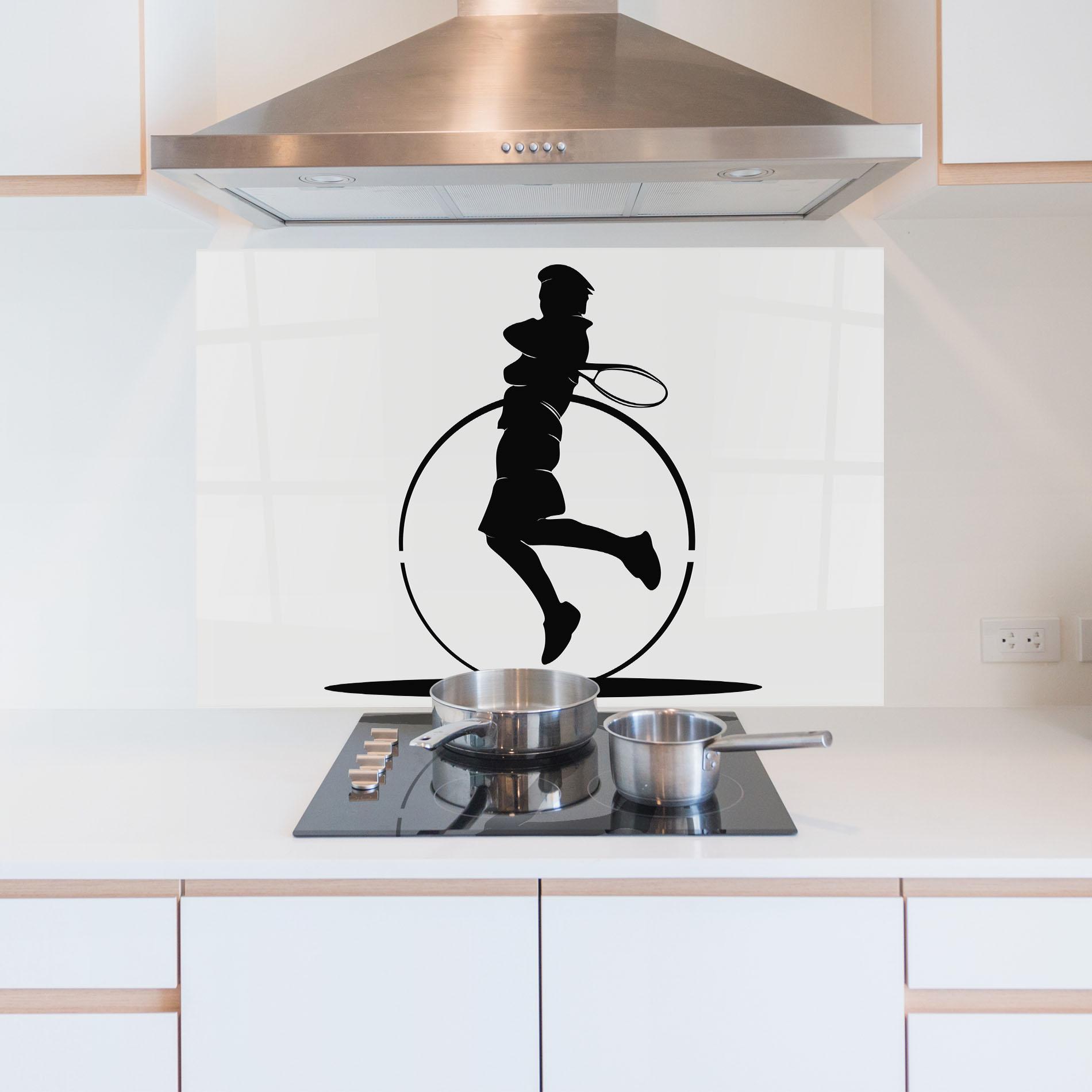 Panou Sticla Bucatarie Tennis Circle Black mockup 5