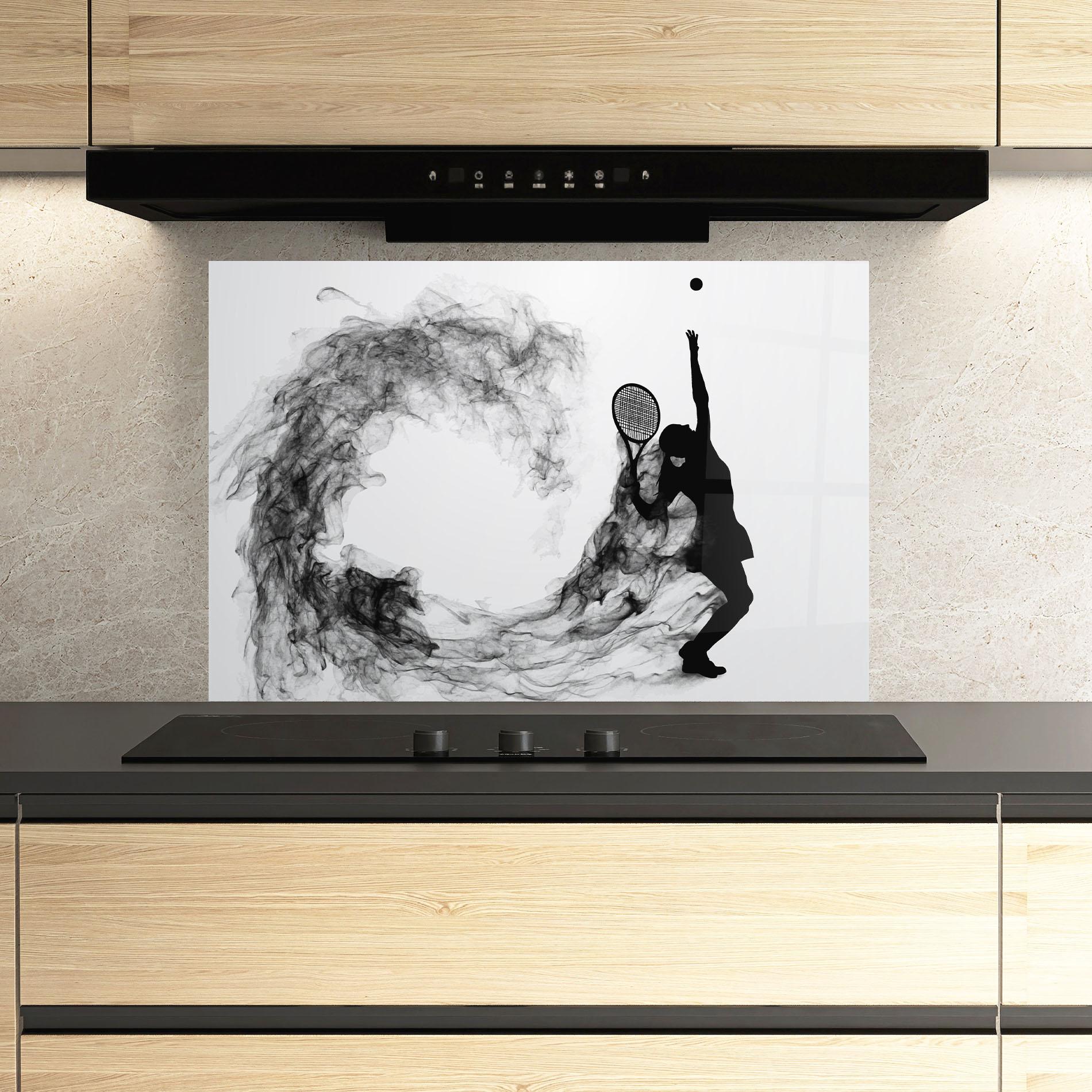 Panou Sticla Bucatarie Black Tennis Smoke mockup 3