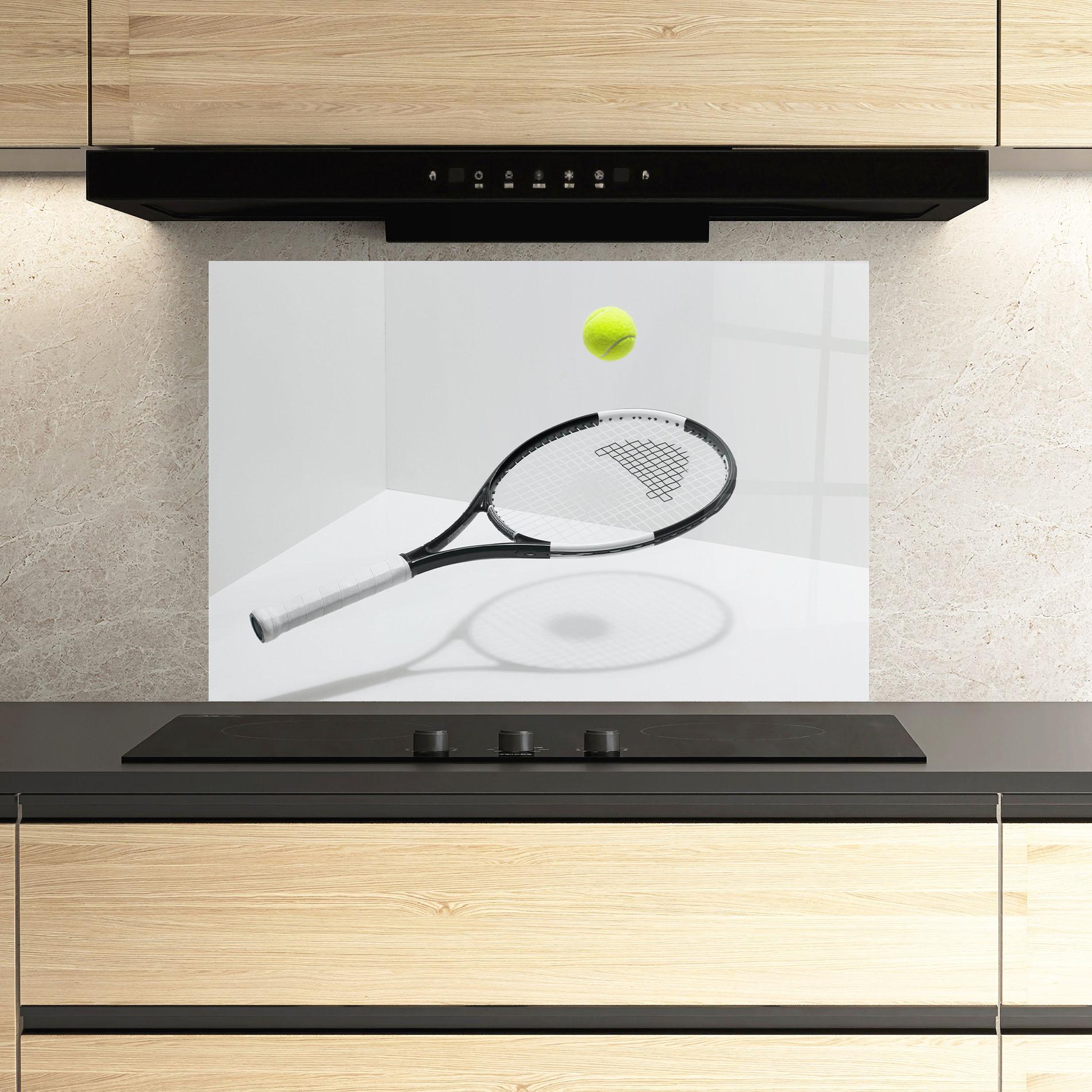 Panou Sticla Bucatarie Floating Tennis Racket mockup 3