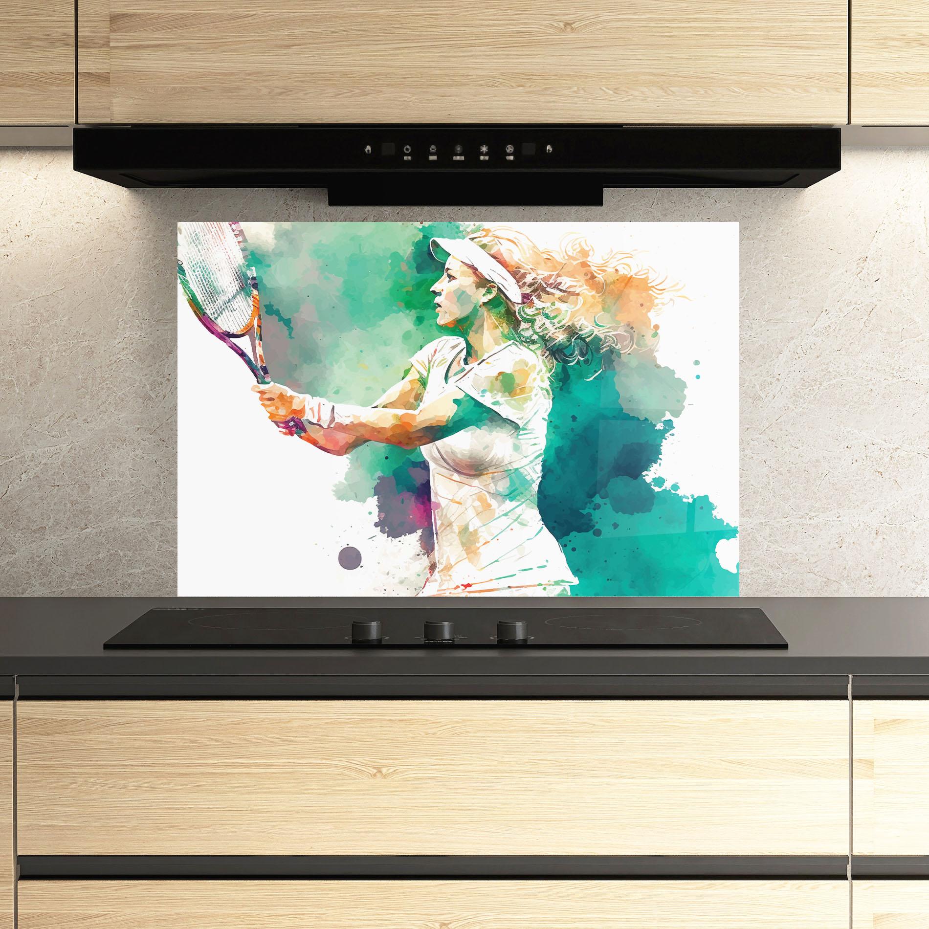 Panou Sticla Bucatarie Green Art Tennis mockup 3