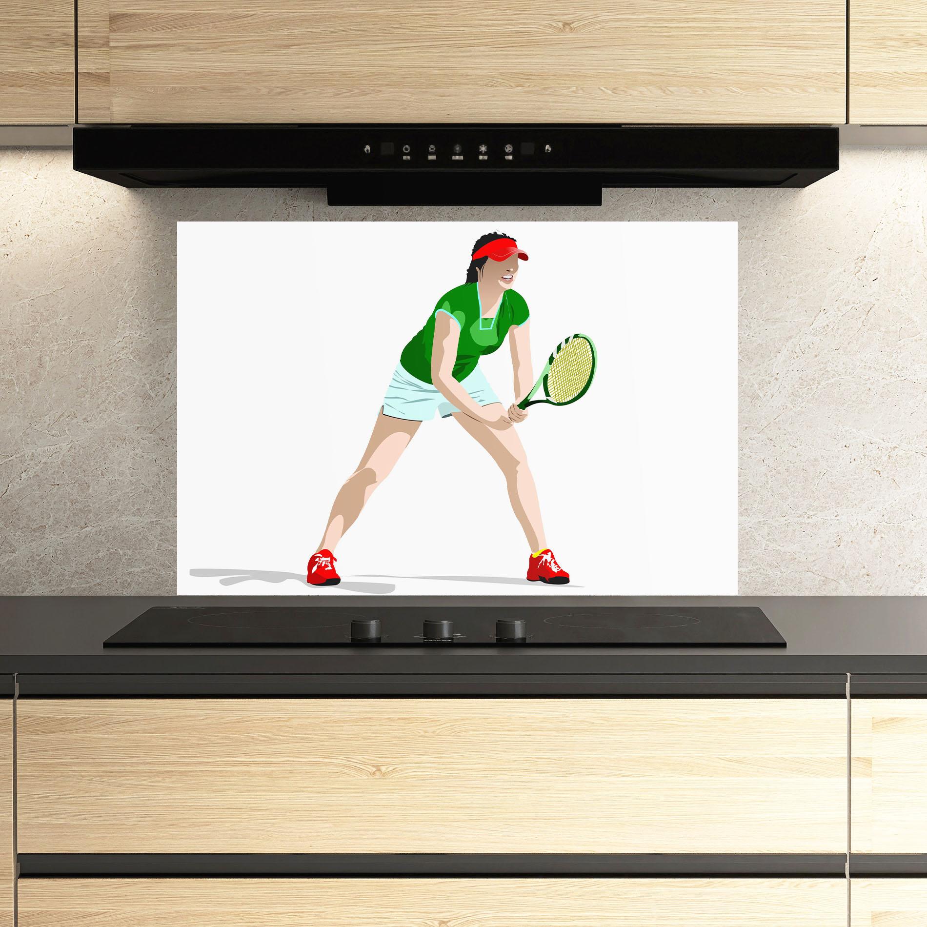 Panou Sticla Bucatarie Green Tennis Racket mockup 3